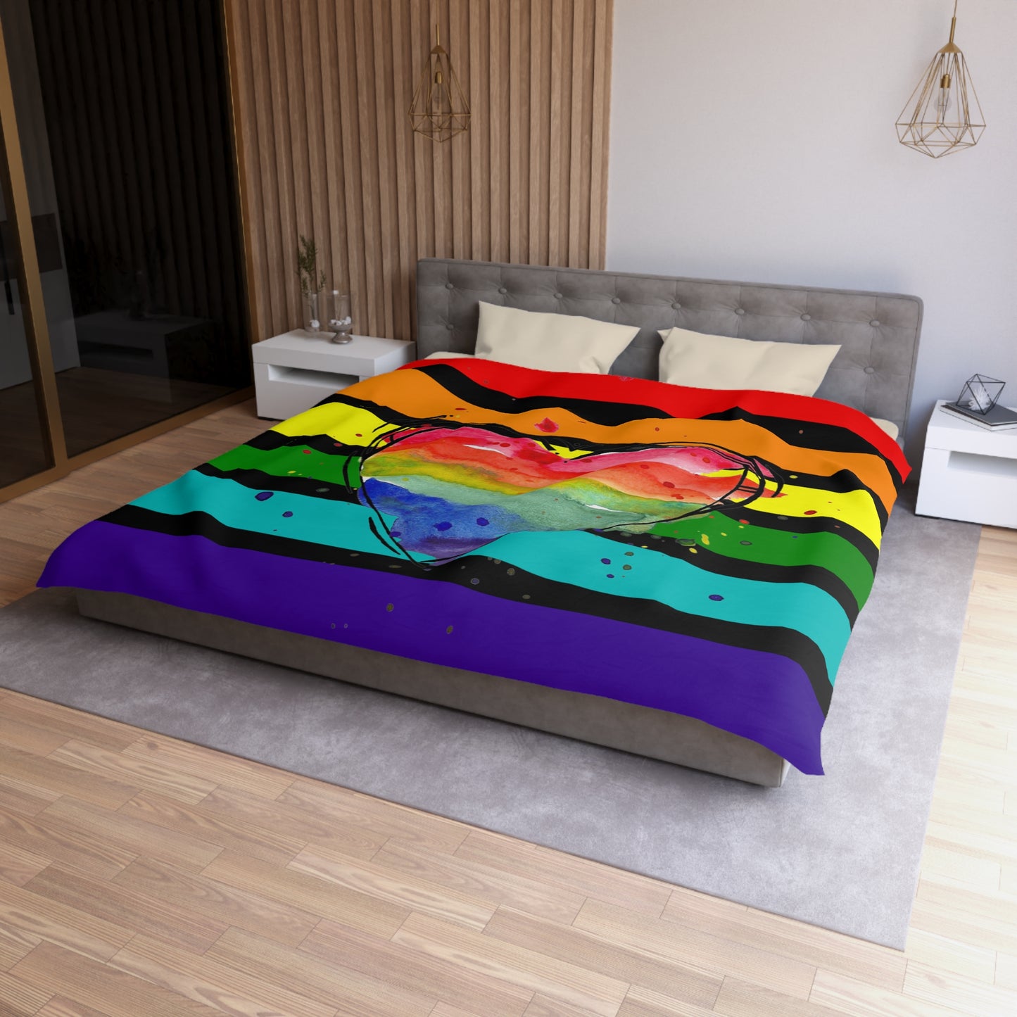 Rainbow Microfiber Duvet Cover - Stardust Divine Design