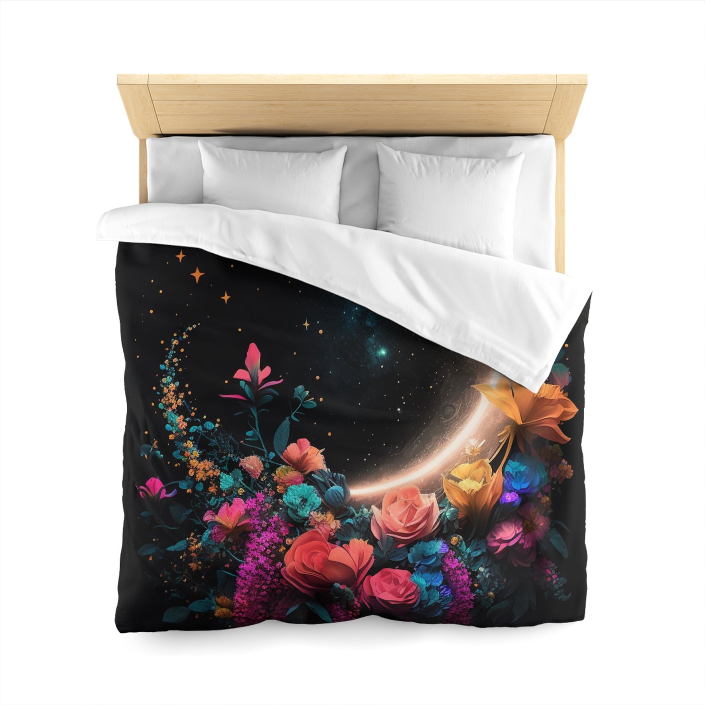 Moon Flower Microfiber Duvet Cover - Stardust Divine Design