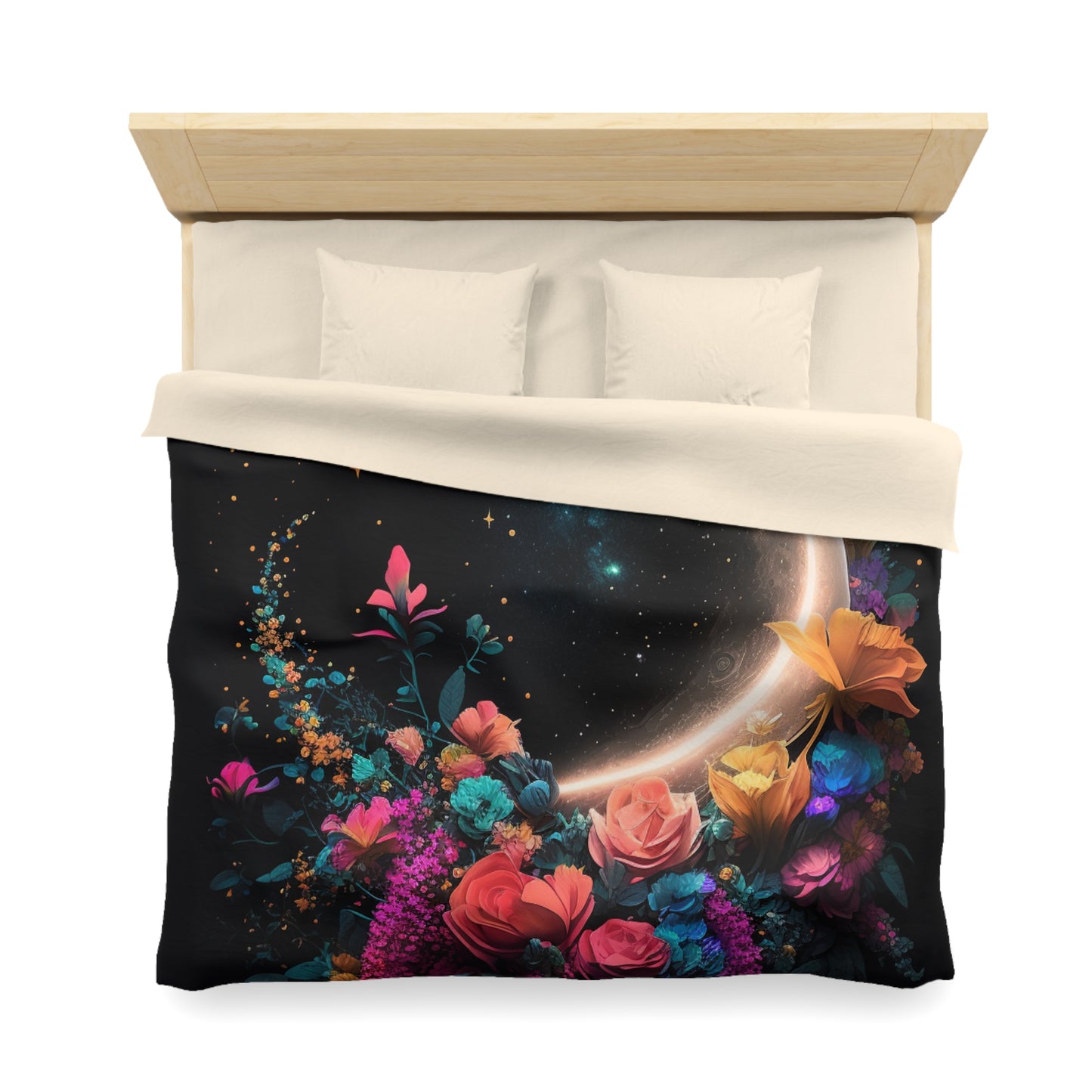 Moon Flower Microfiber Duvet Cover - Stardust Divine Design