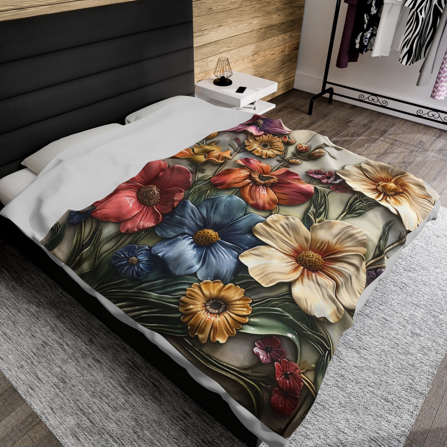 Flowers Velveteen Plush Blanket