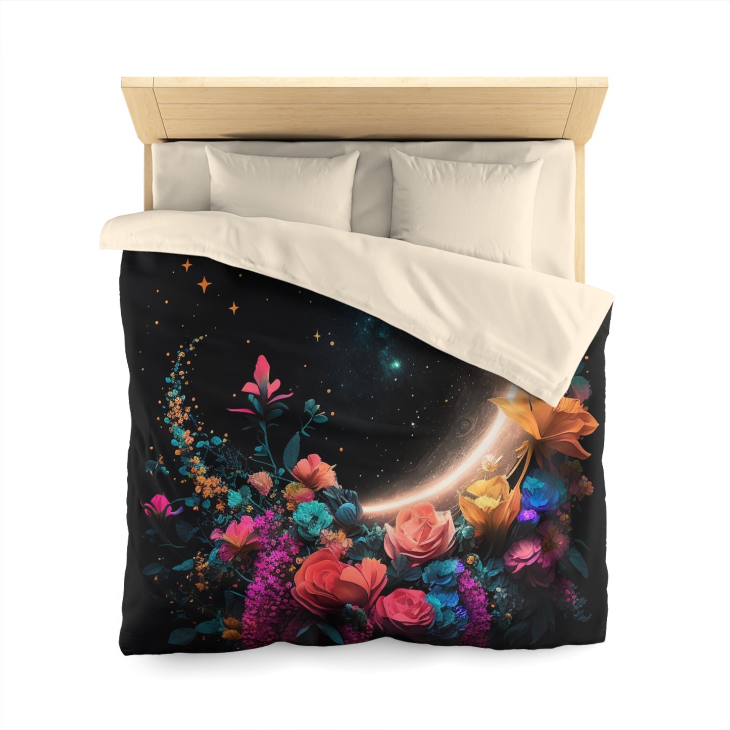 Moon Flower Microfiber Duvet Cover - Stardust Divine Design