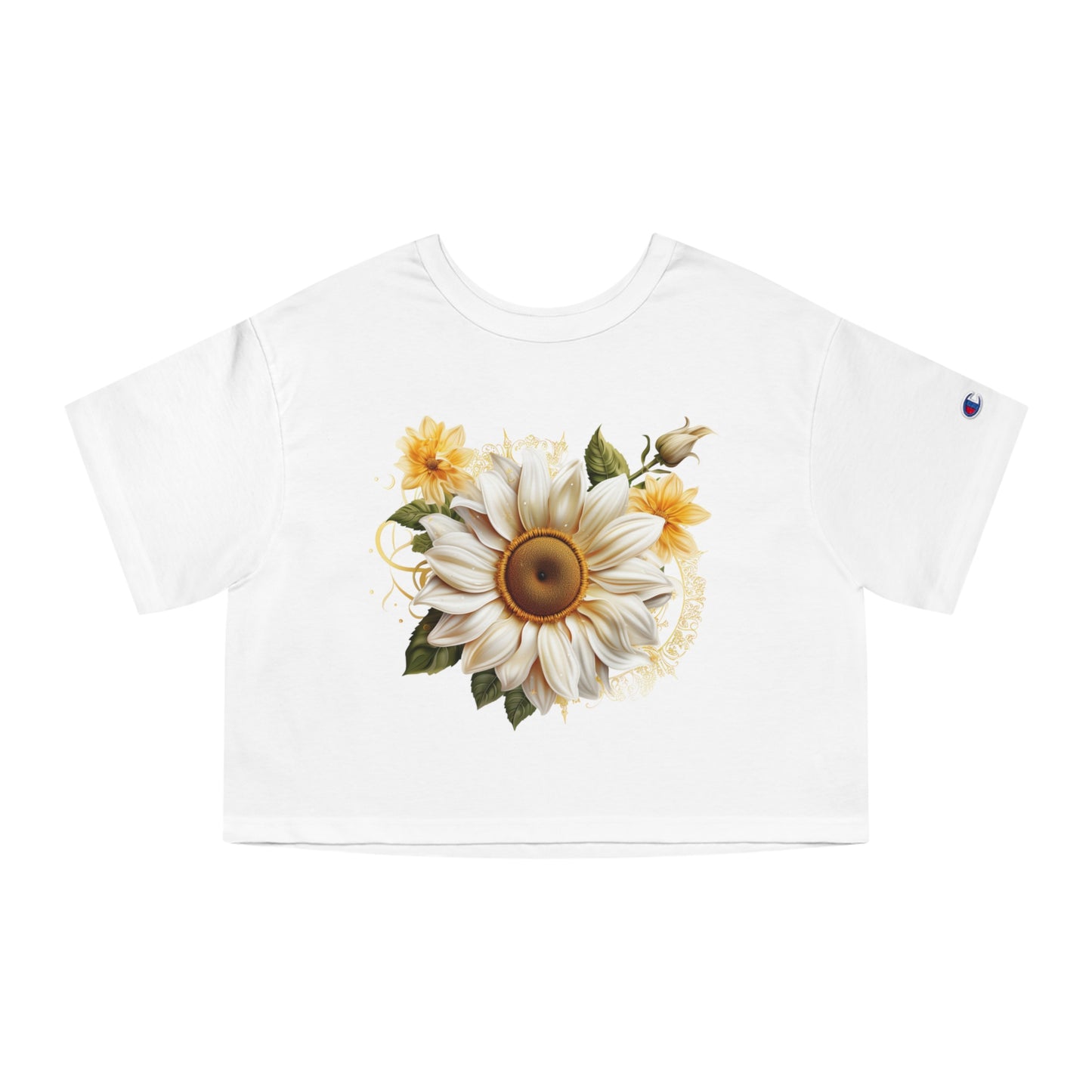 Sunflower Sun Moon Flowers Champion Women's Heritage Cropped T-Shirt - Stardust Divine Design