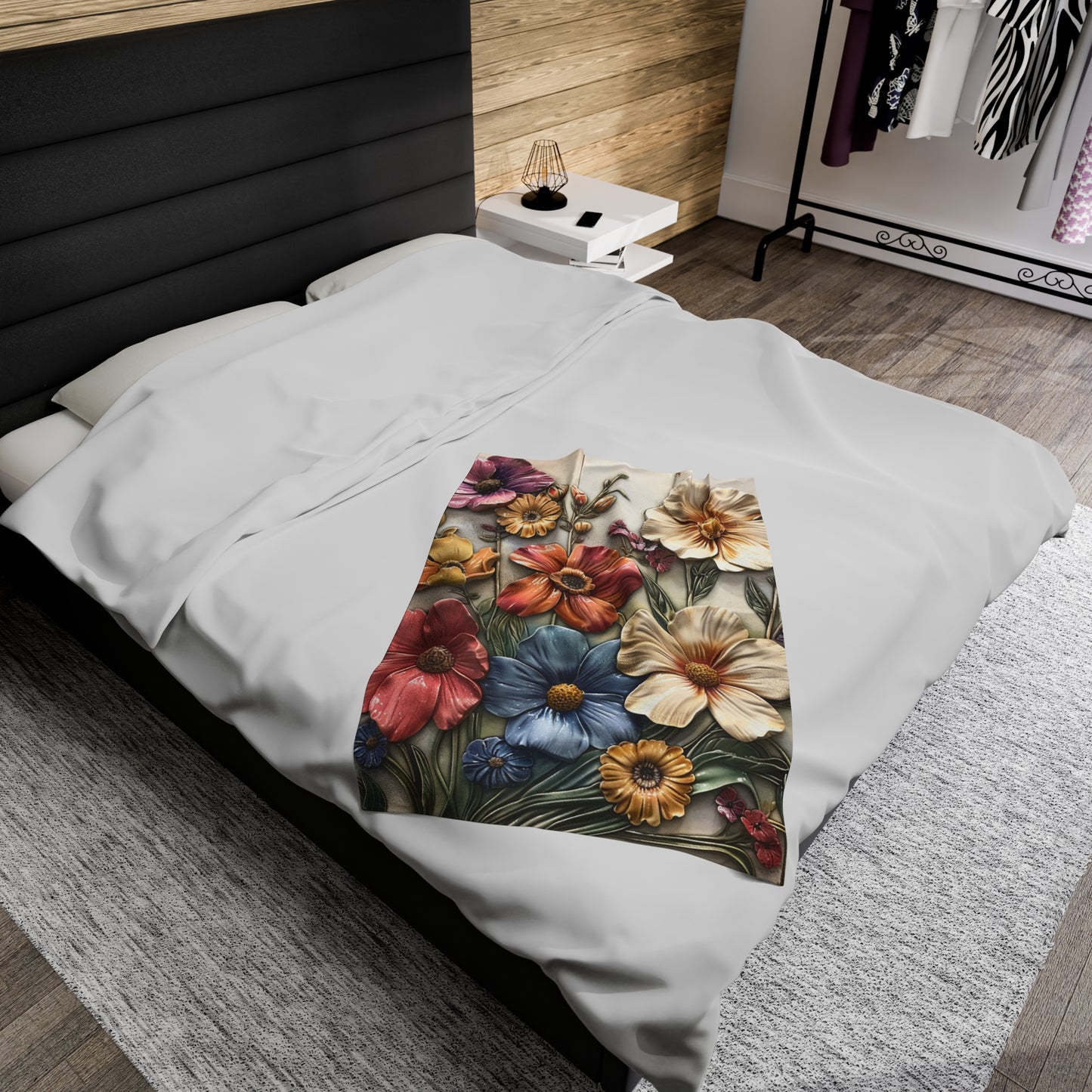 Flowers Velveteen Plush Blanket