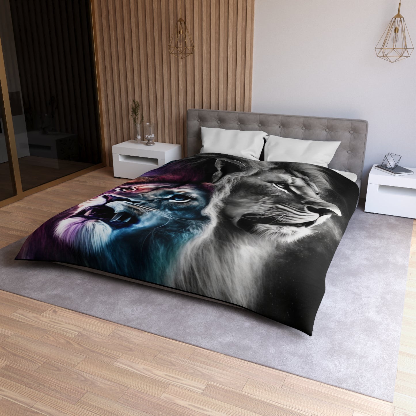 Lion Microfiber Duvet Cover - Stardust Divine Design