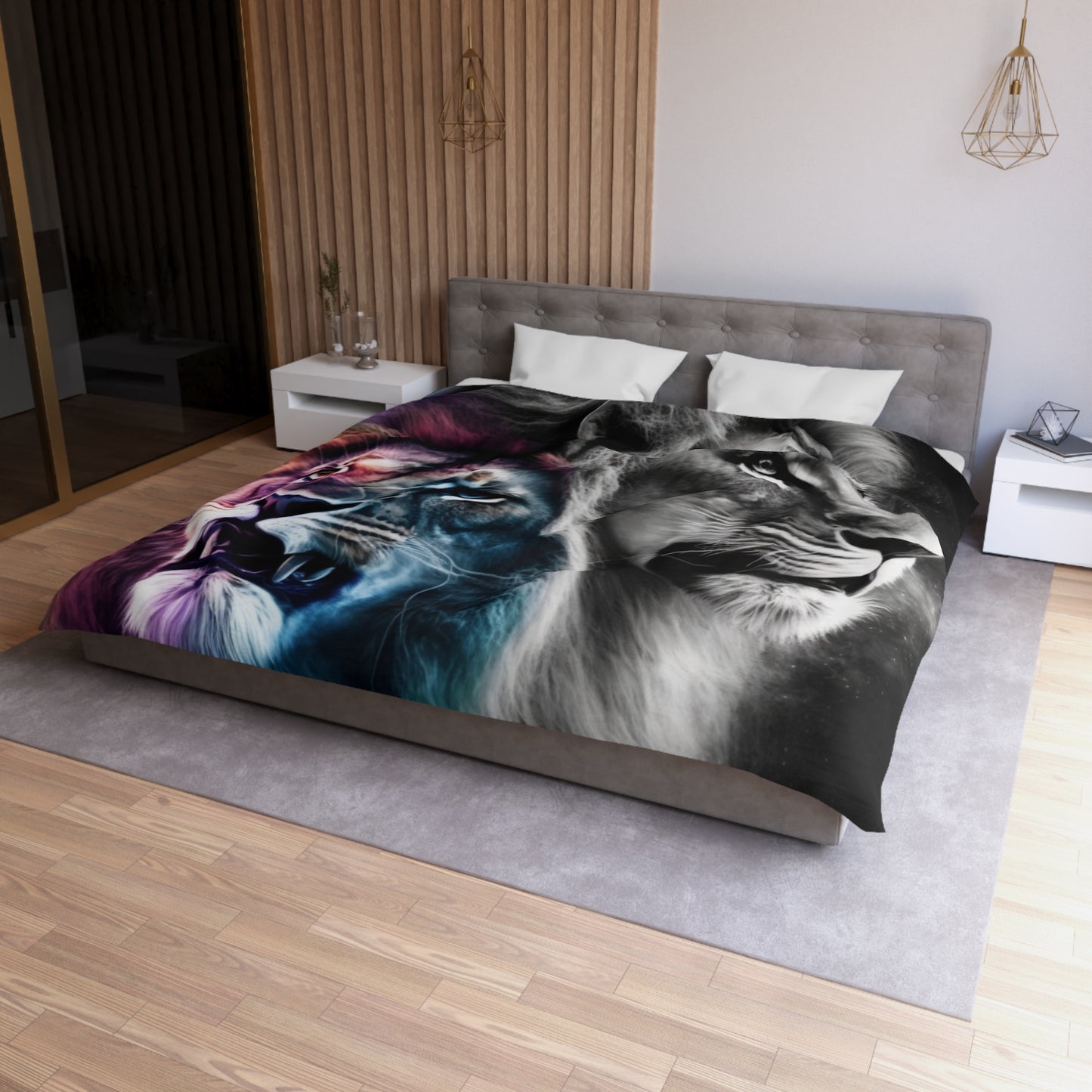 Lion Microfiber Duvet Cover - Stardust Divine Design