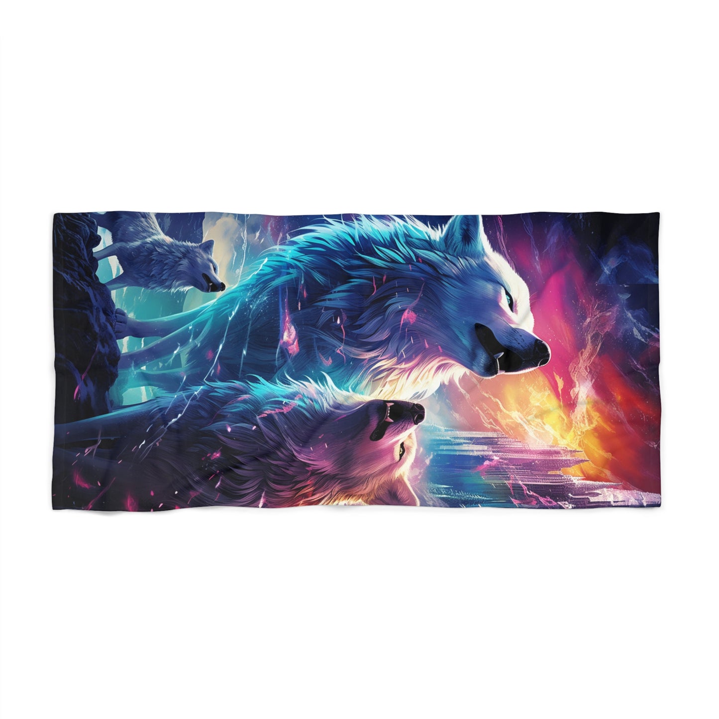 Stardust Divine Design Wolves Beach Towel