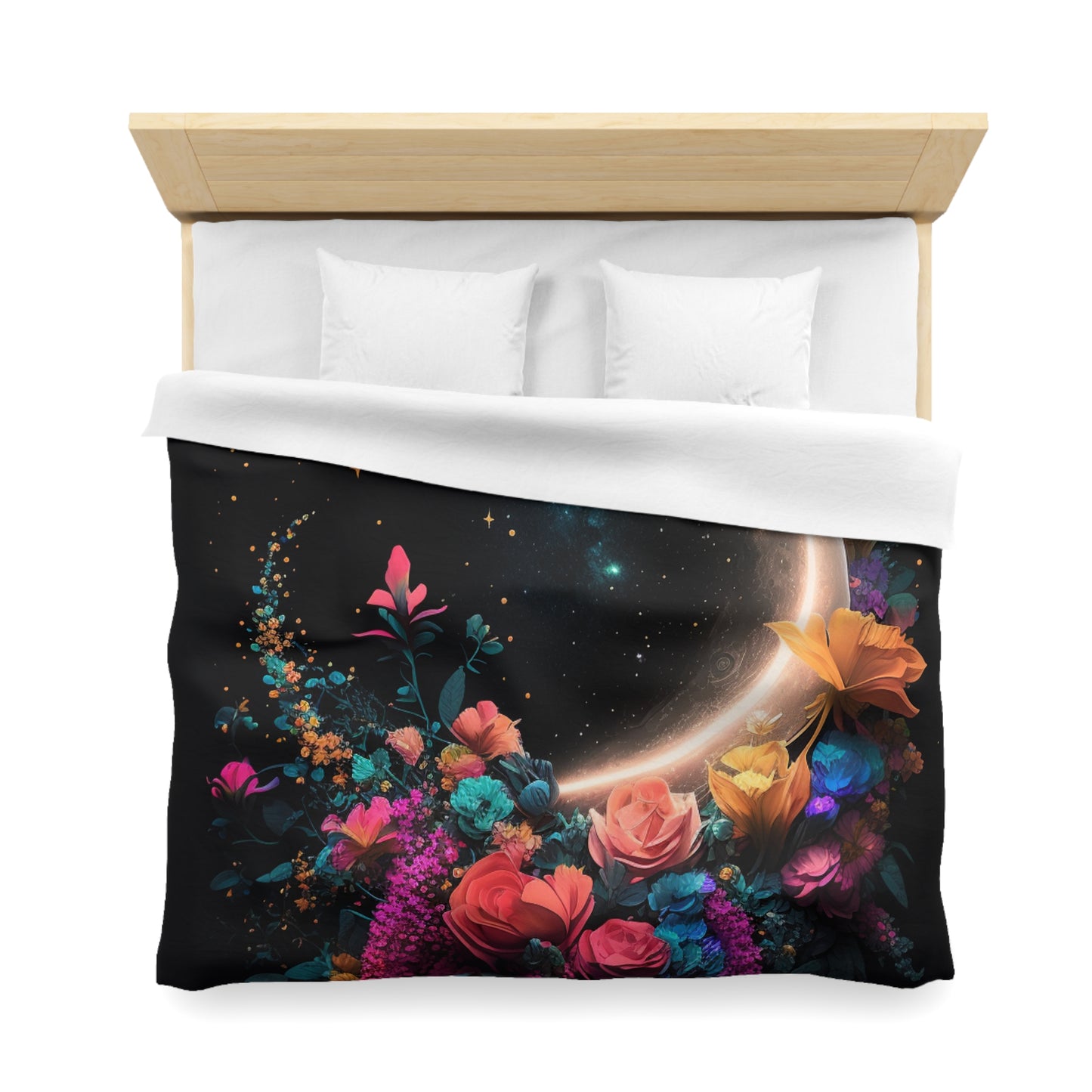 Moon Flower Microfiber Duvet Cover - Stardust Divine Design