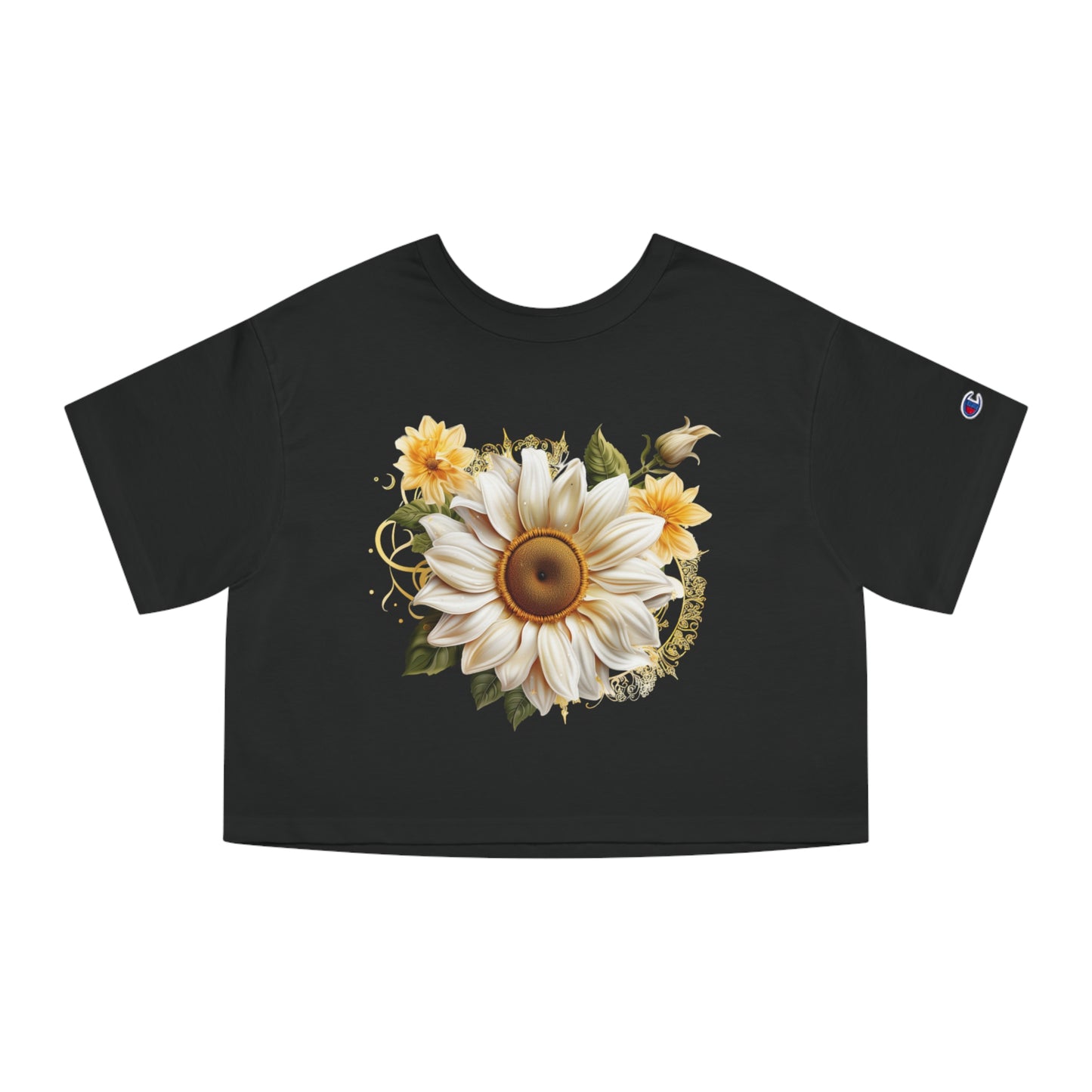 Sunflower Sun Moon Flowers Champion Women's Heritage Cropped T-Shirt - Stardust Divine Design