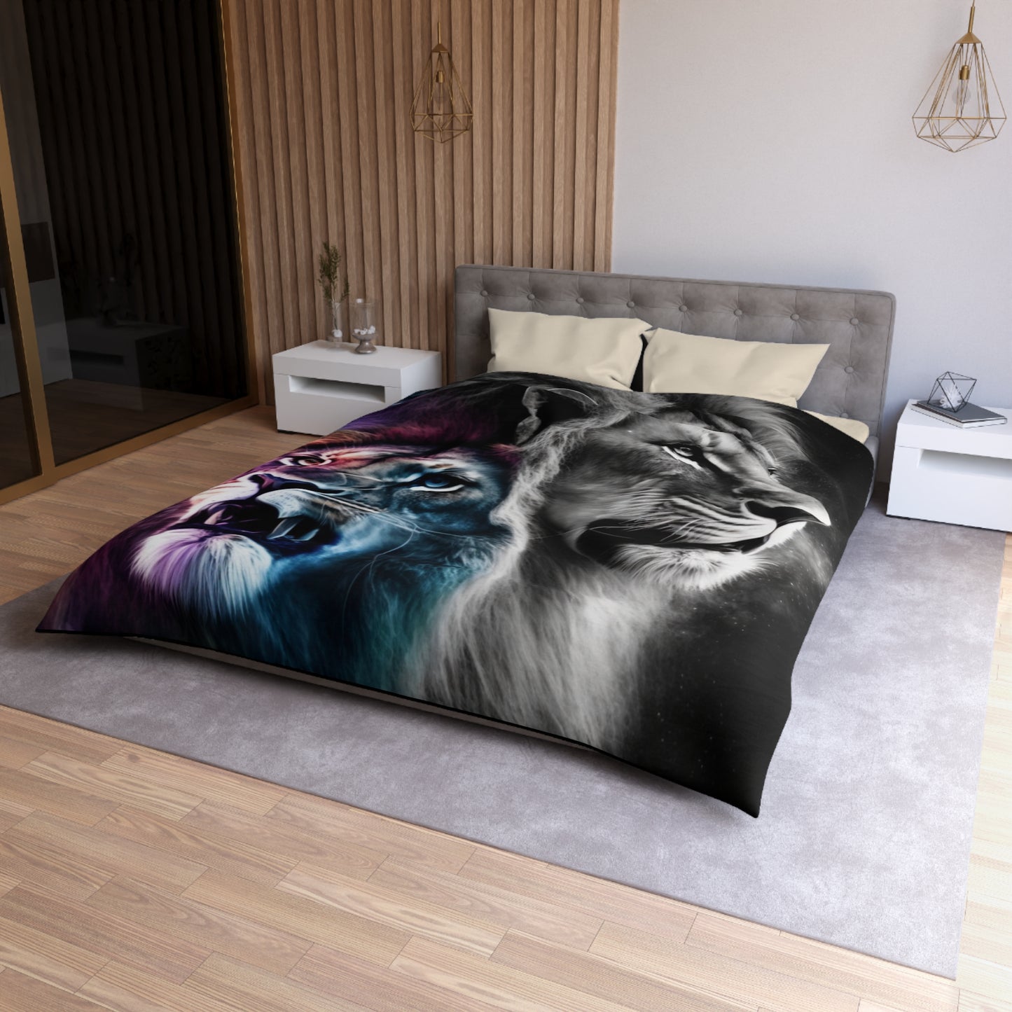 Lion Microfiber Duvet Cover - Stardust Divine Design