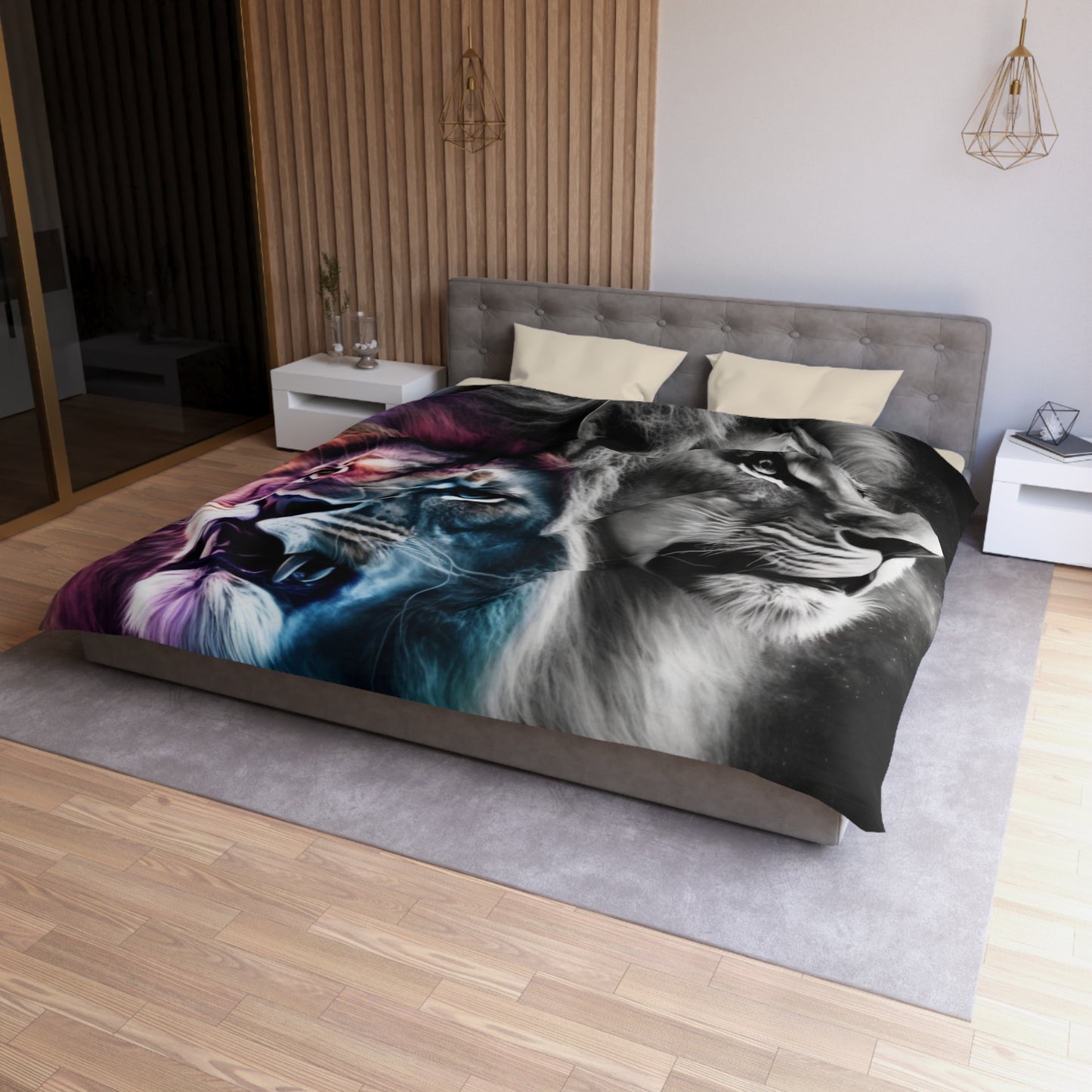 Lion Microfiber Duvet Cover - Stardust Divine Design