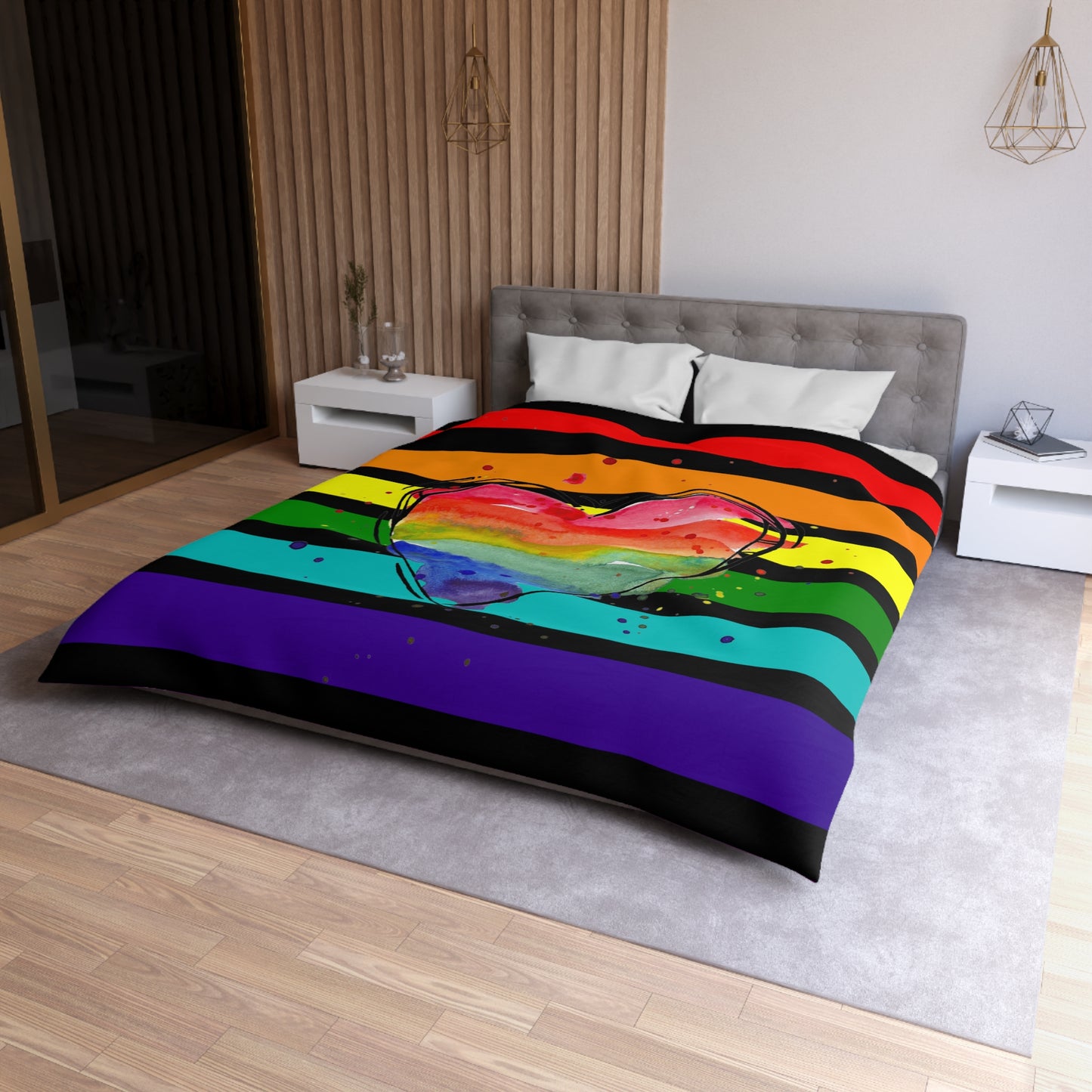 Rainbow Microfiber Duvet Cover - Stardust Divine Design