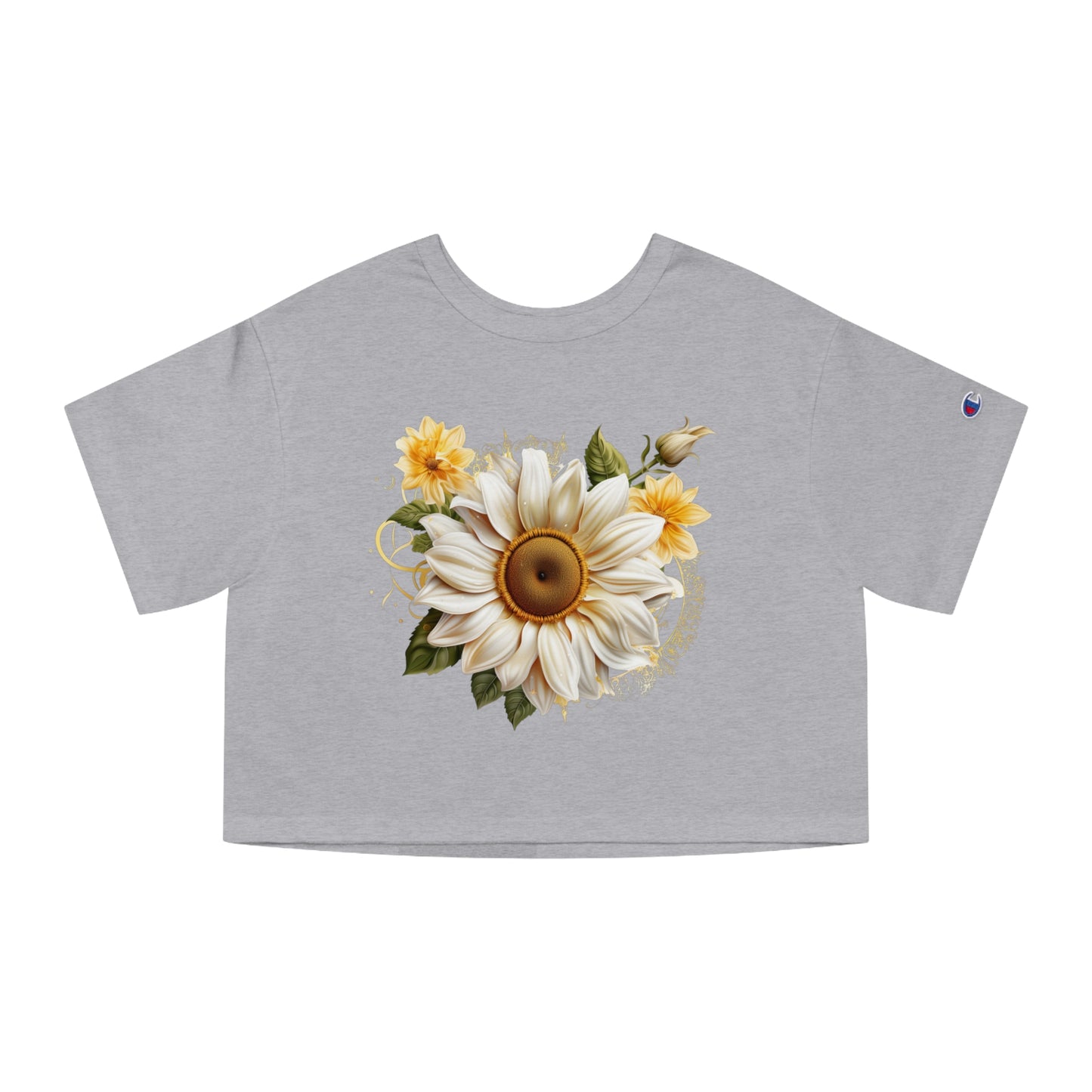 Sunflower Sun Moon Flowers Champion Women's Heritage Cropped T-Shirt - Stardust Divine Design