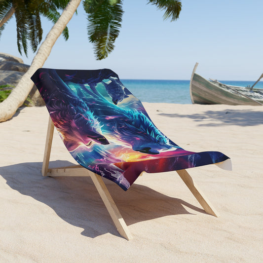 Stardust Divine Design Wolves Beach Towel