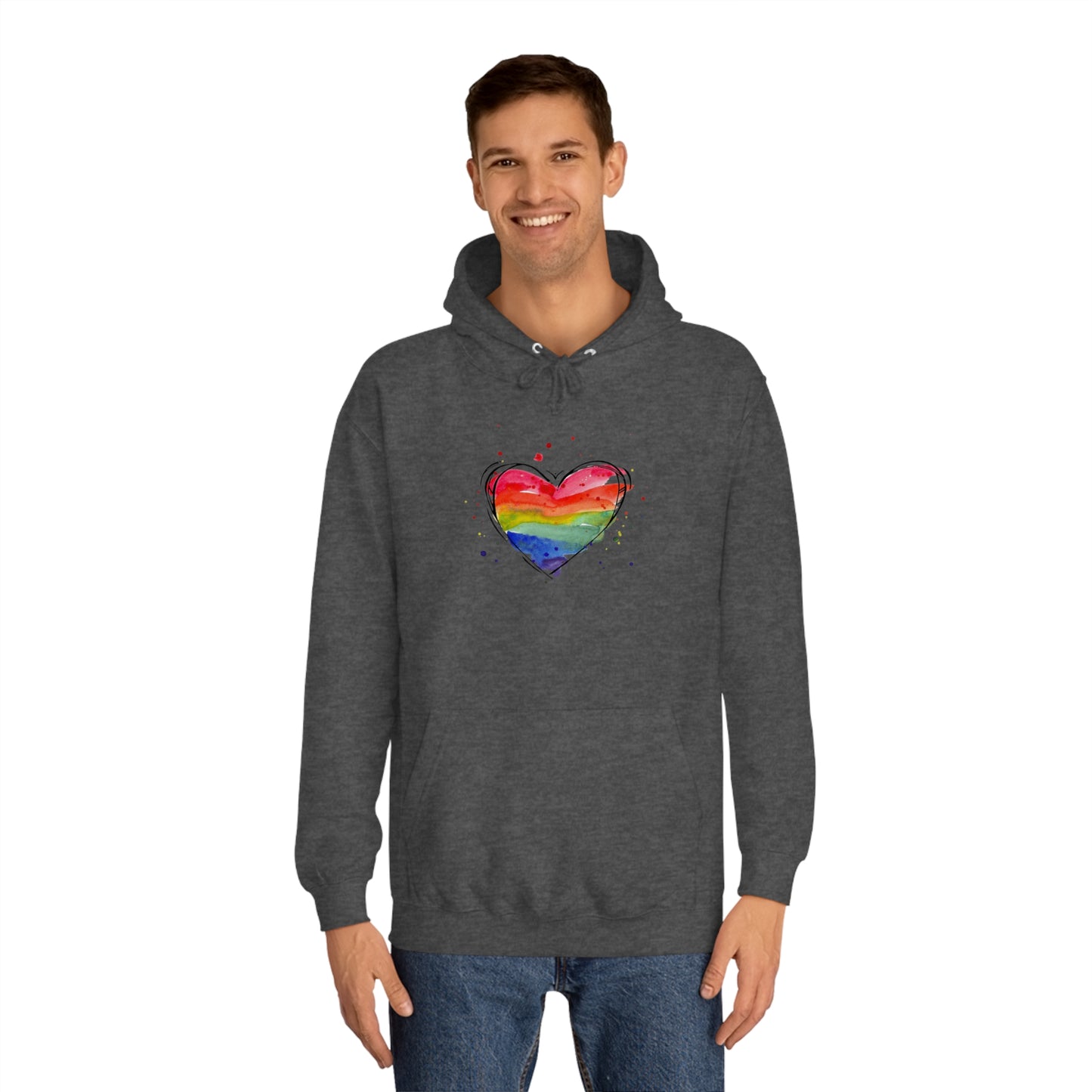 Rainbow Heart Unisex College Hoodie