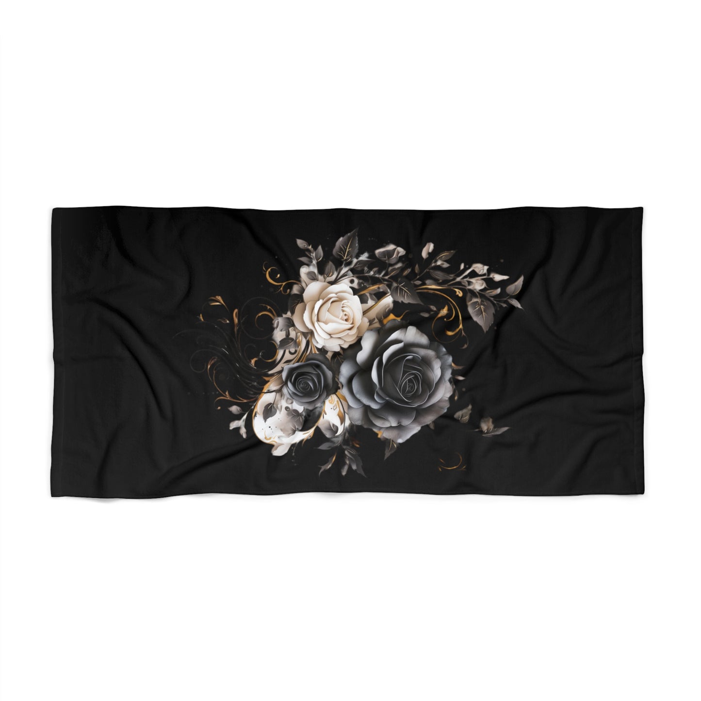 Blk Roses Beach Towel