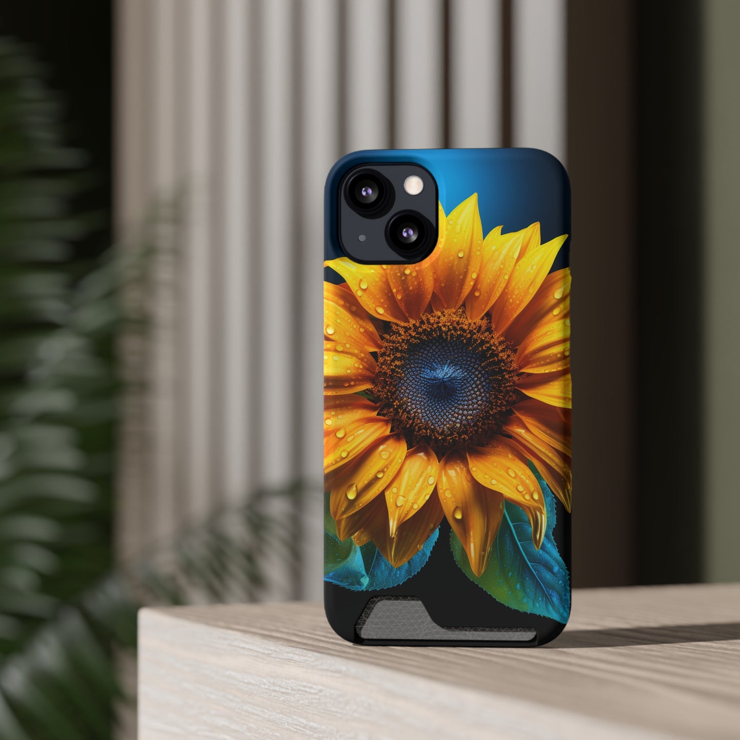 Stardust Divine Design Sunflower Phone Case With Card Holder