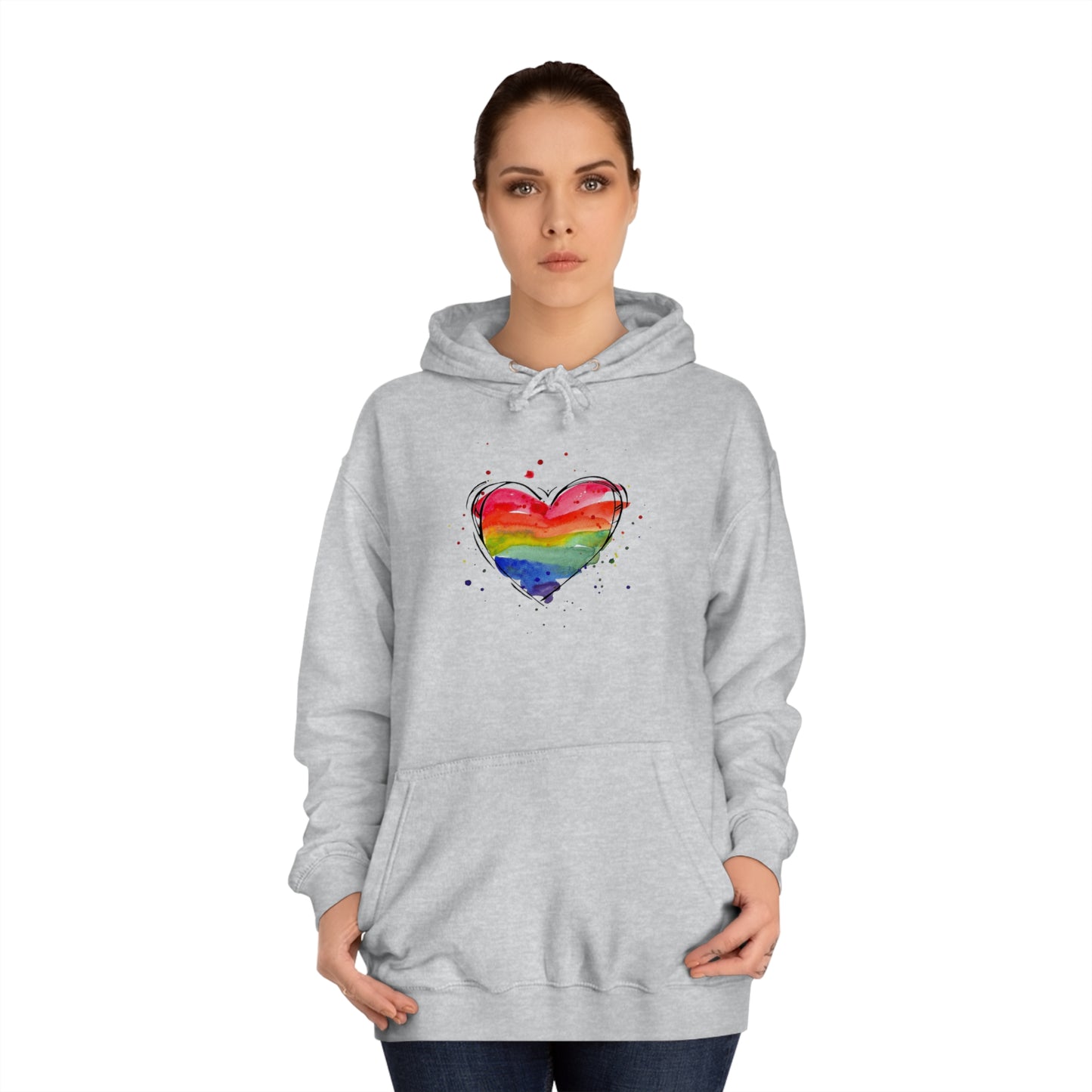 Rainbow Heart Unisex College Hoodie