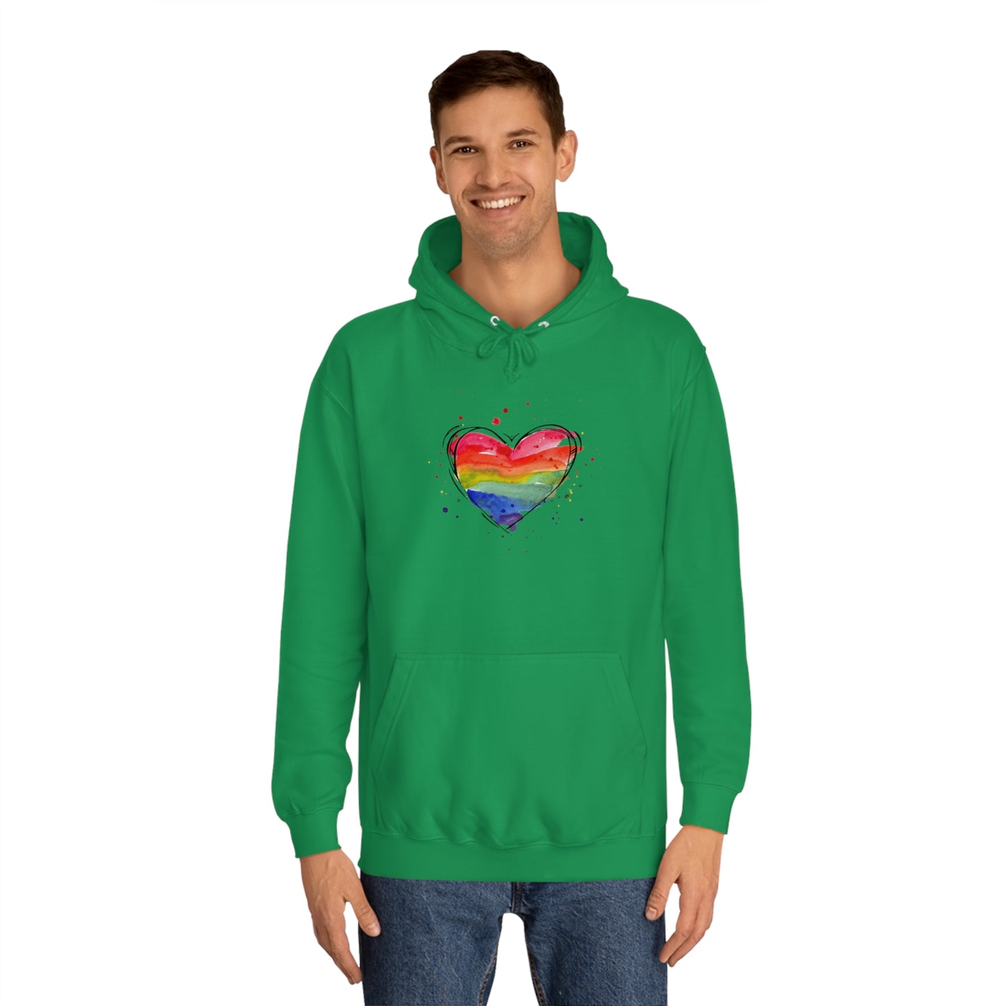 Rainbow Heart Unisex College Hoodie