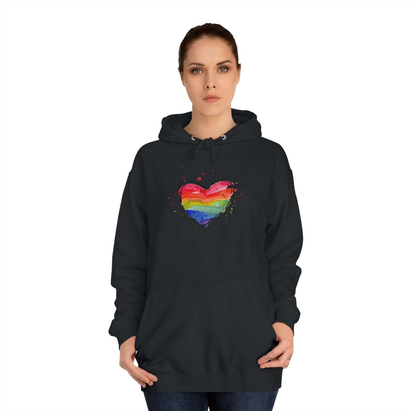 Rainbow Heart Unisex College Hoodie