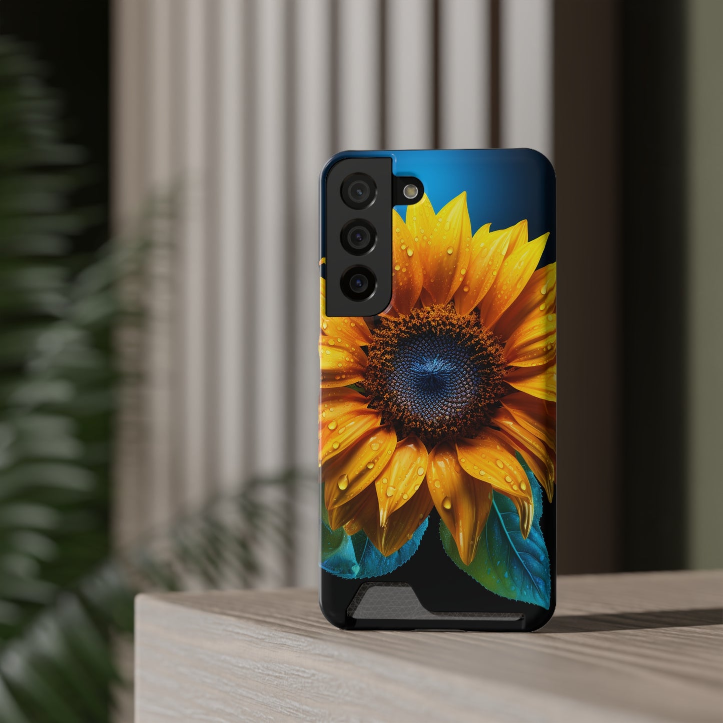 Stardust Divine Design Sunflower Phone Case With Card Holder