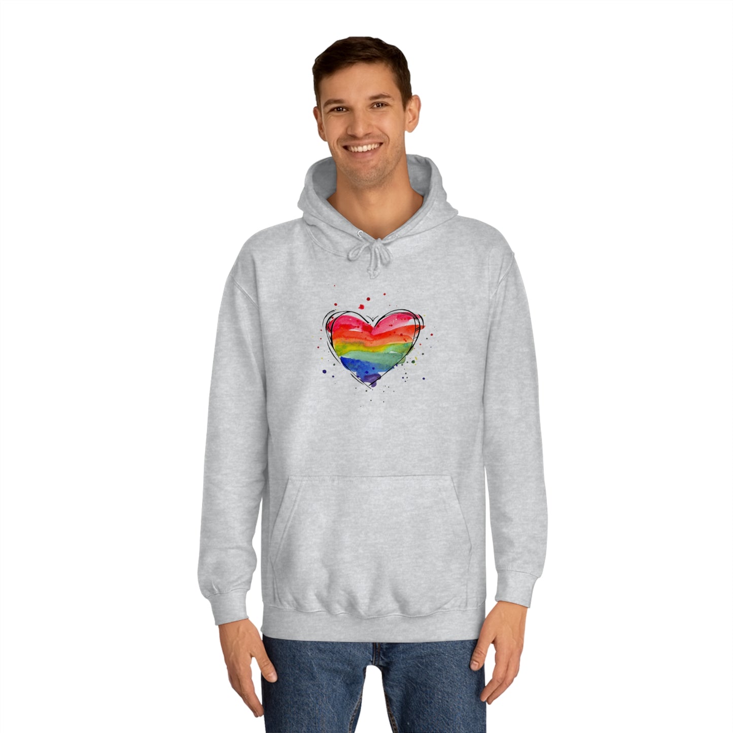 Rainbow Heart Unisex College Hoodie