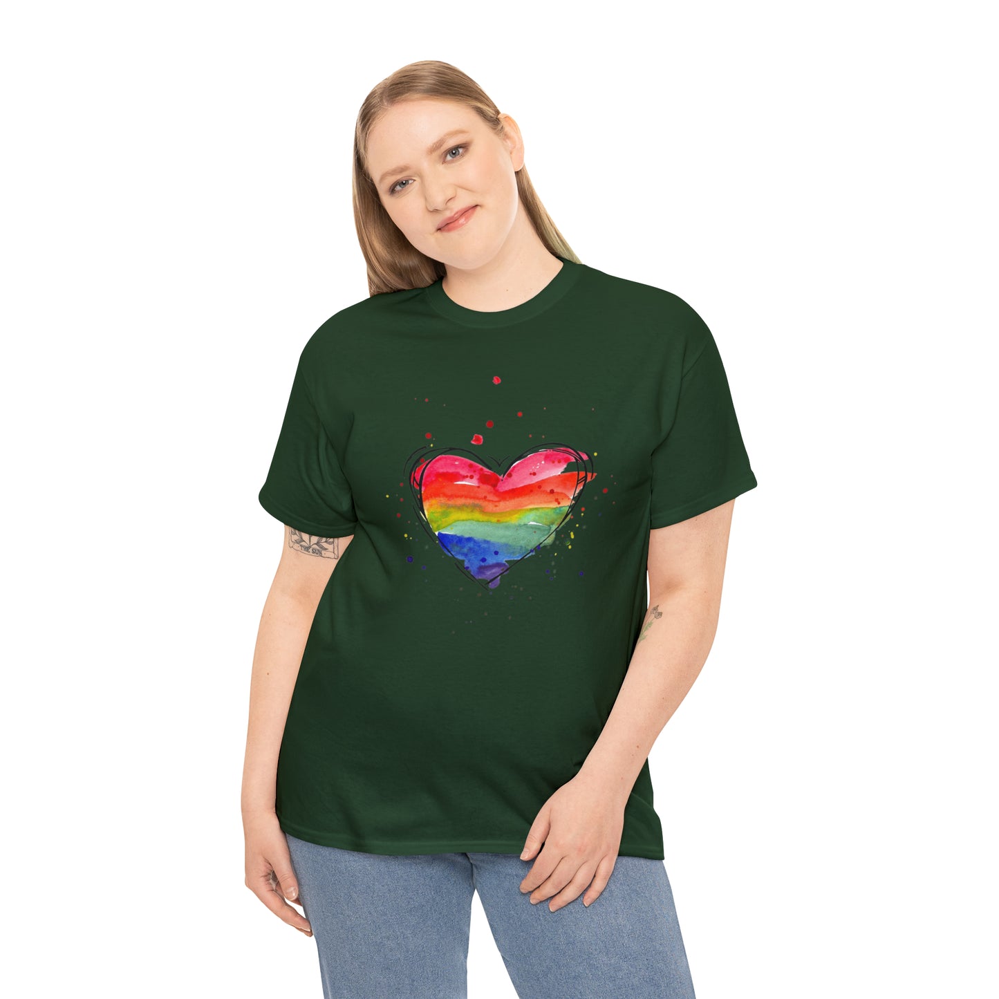 Rainbow Heart Unisex Heavy Cotton Tee