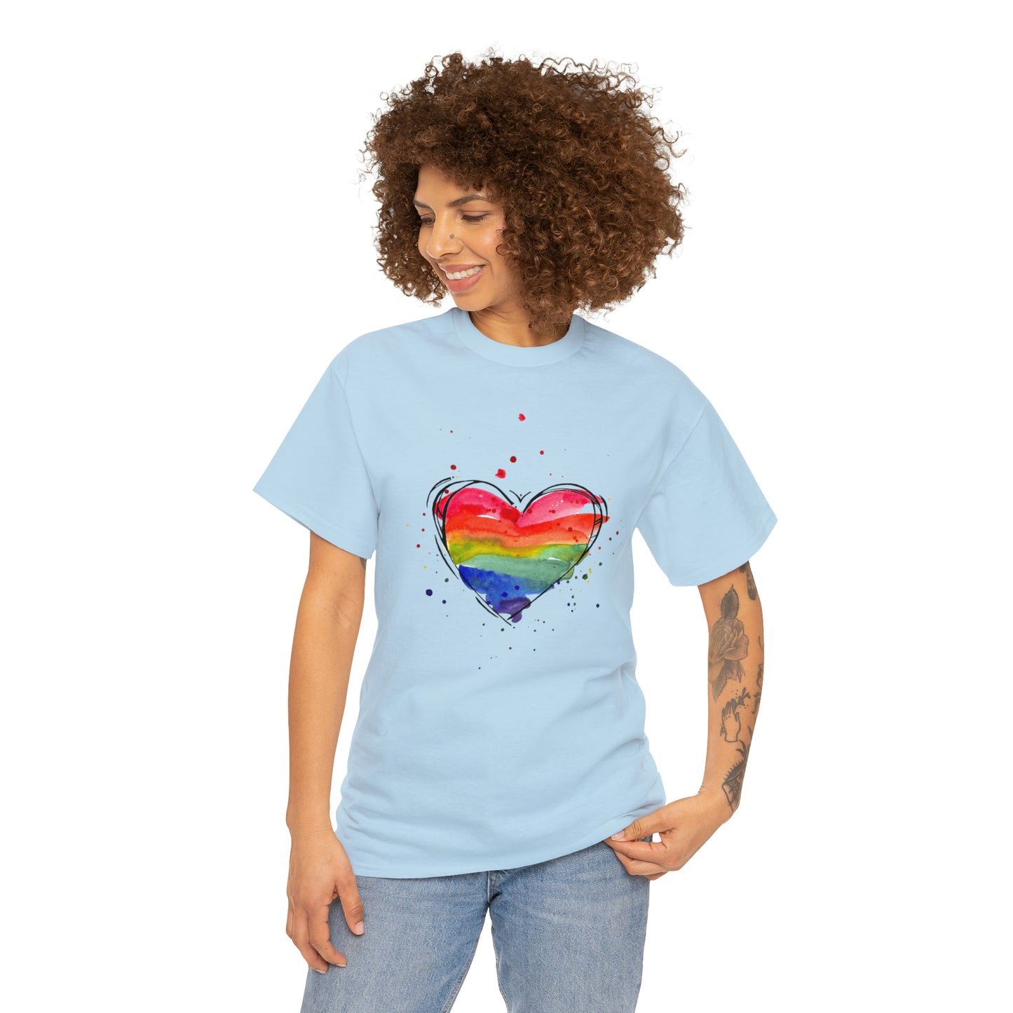 Rainbow Heart Unisex Heavy Cotton Tee