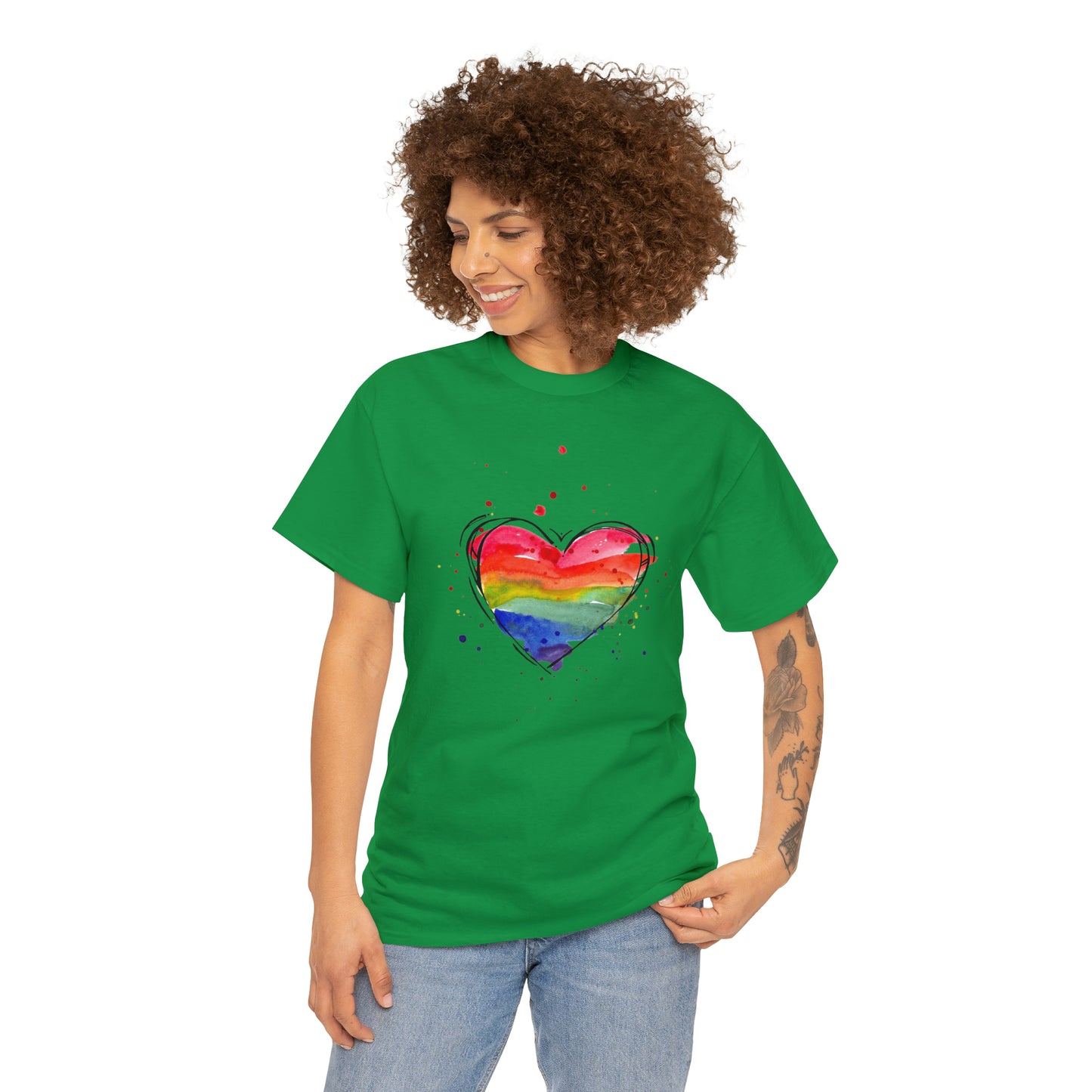 Rainbow Heart Unisex Heavy Cotton Tee