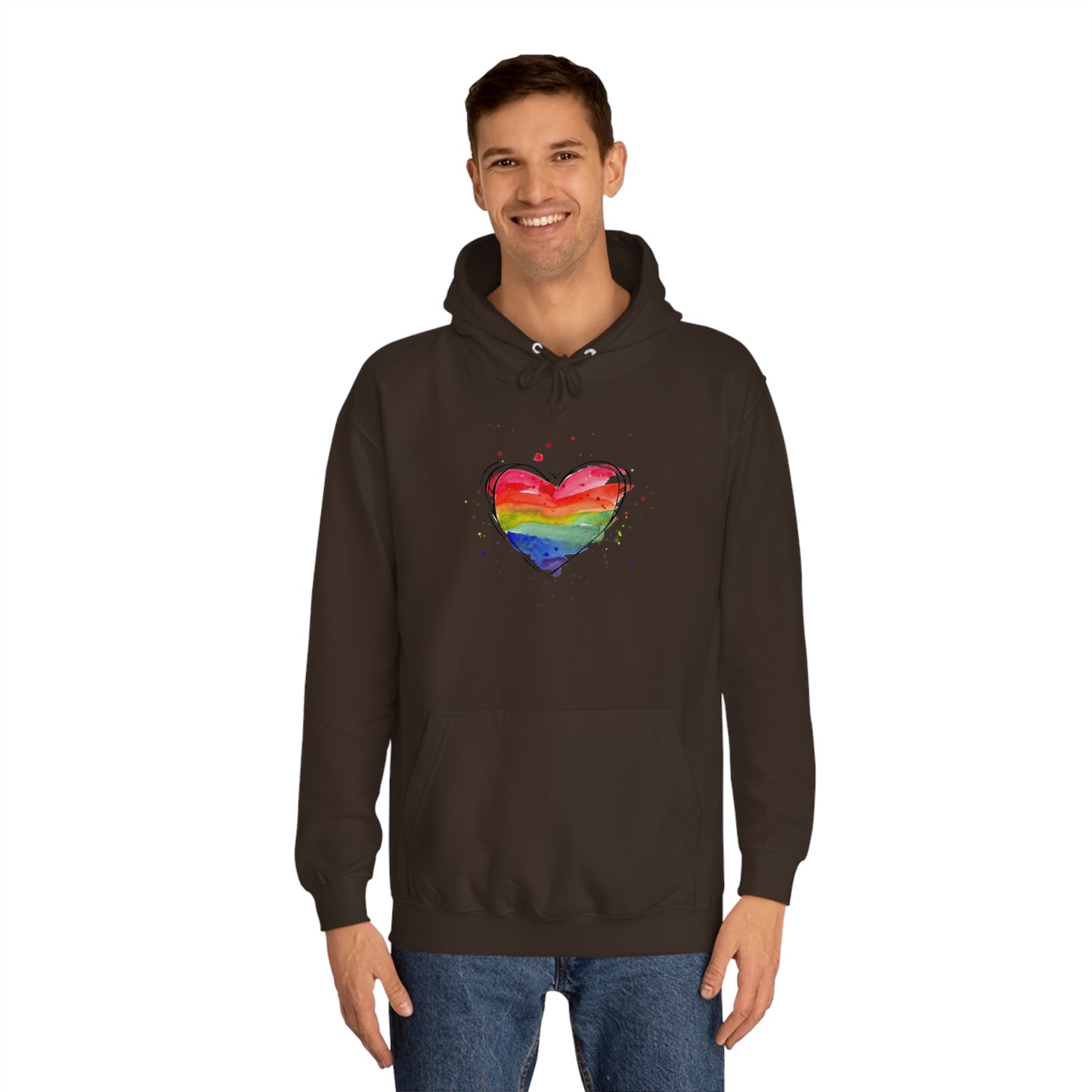 Rainbow Heart Unisex College Hoodie