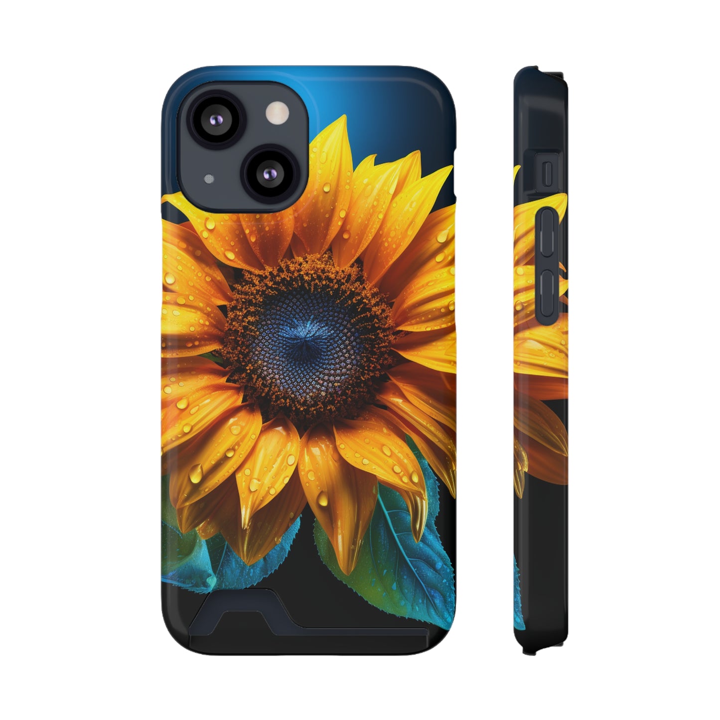 Stardust Divine Design Sunflower Phone Case With Card Holder