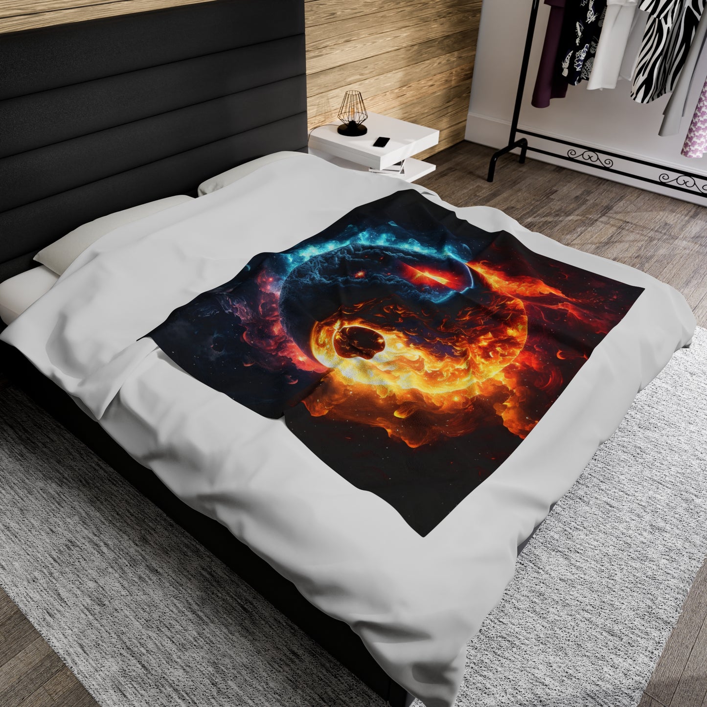 Ying Yang Velveteen Plush Blanket