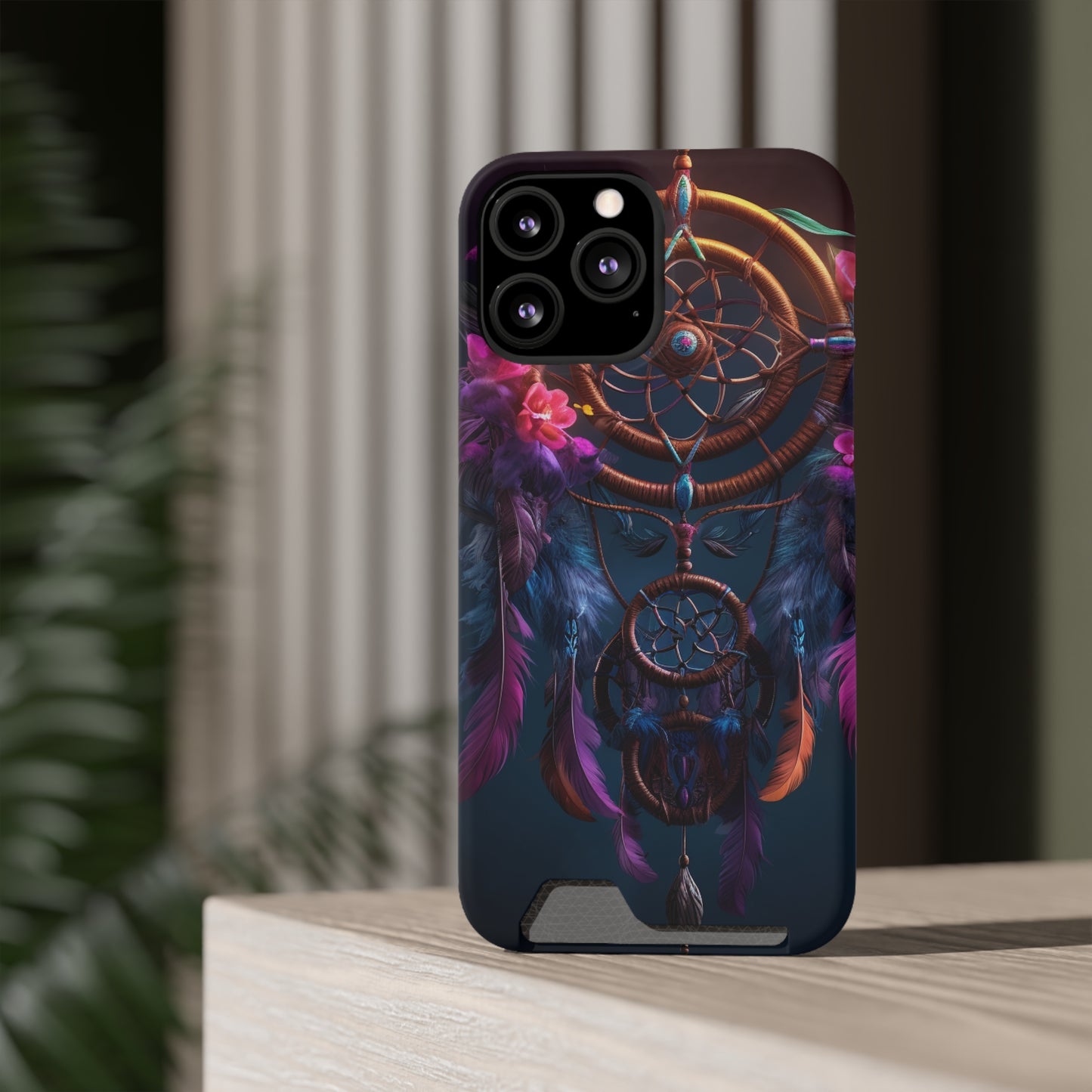 Dreamcatcher Phone Case With Card Holder - Stardust Divine Design