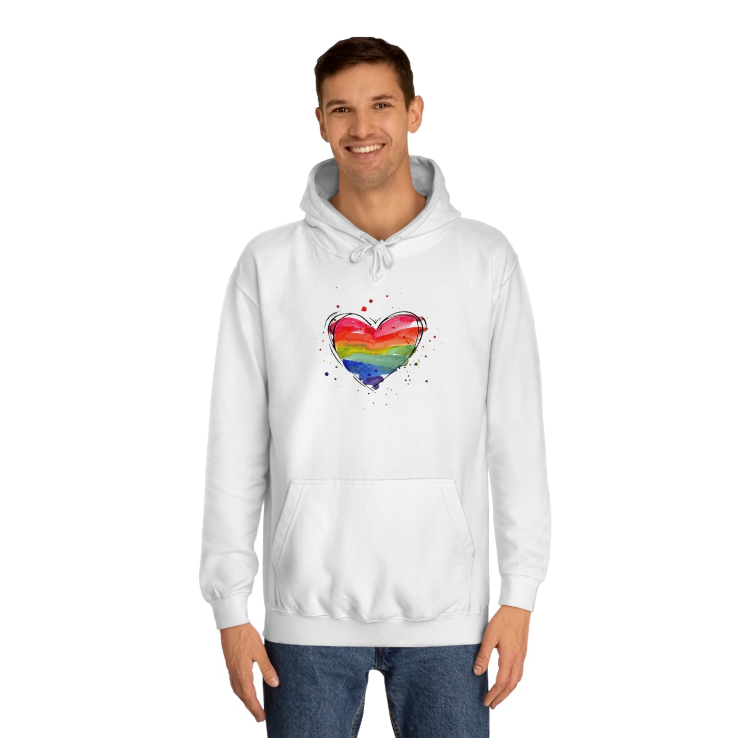 Rainbow Heart Unisex College Hoodie