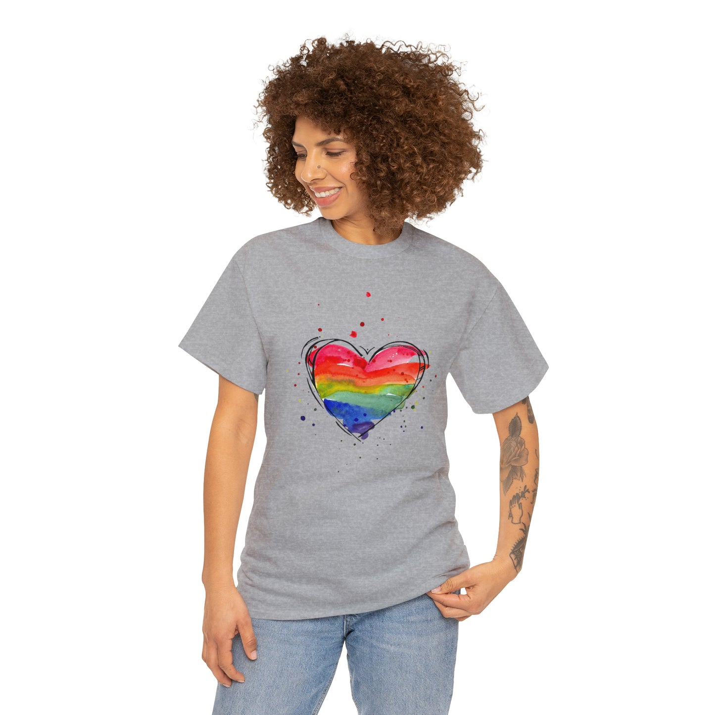 Rainbow Heart Unisex Heavy Cotton Tee