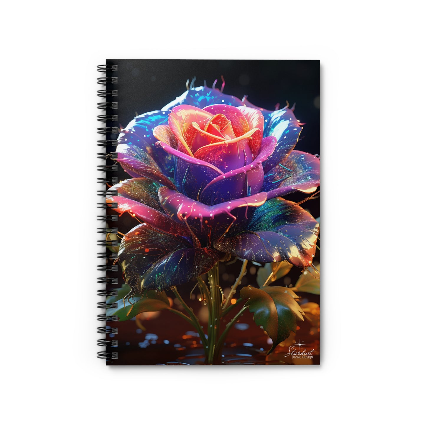 Rose Spiral Notebook - Ruled Line - Stardust Divine Design