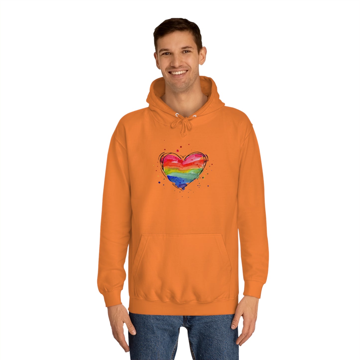 Rainbow Heart Unisex College Hoodie