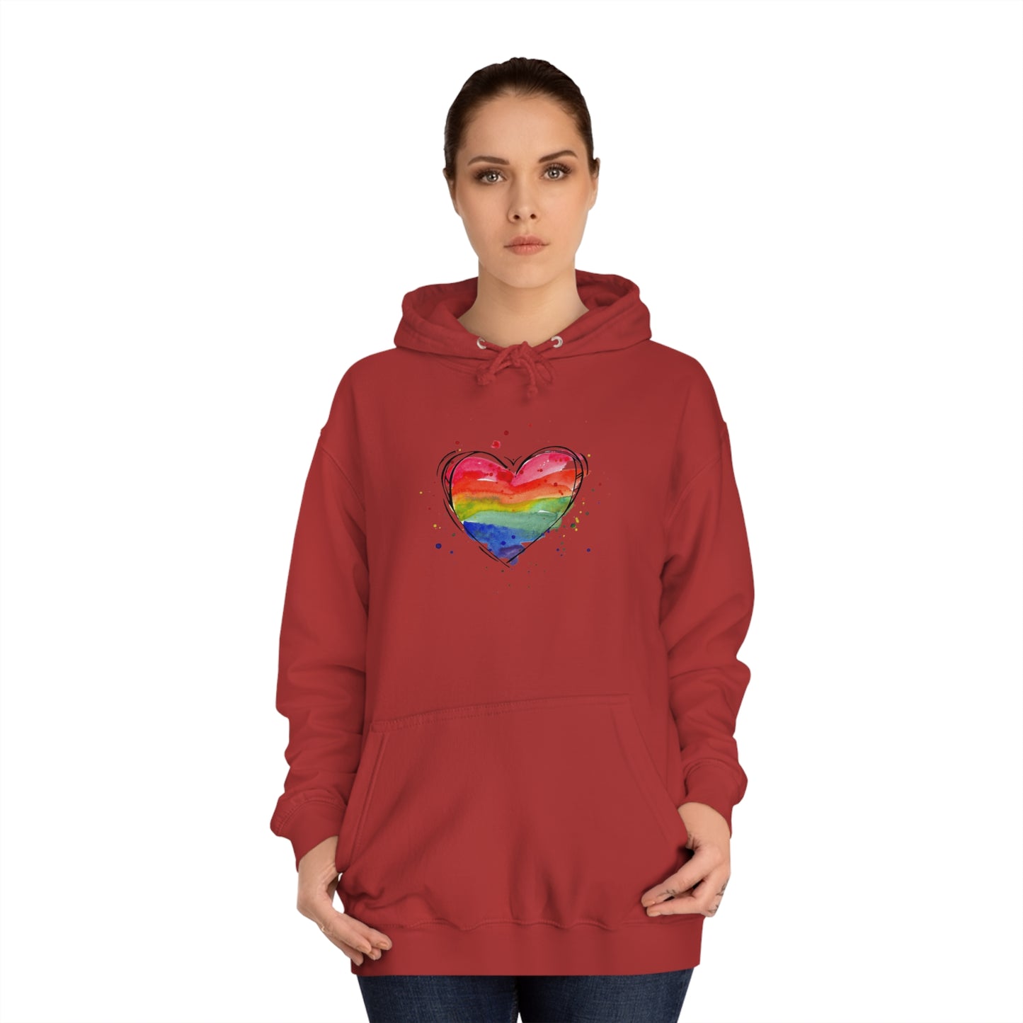 Rainbow Heart Unisex College Hoodie