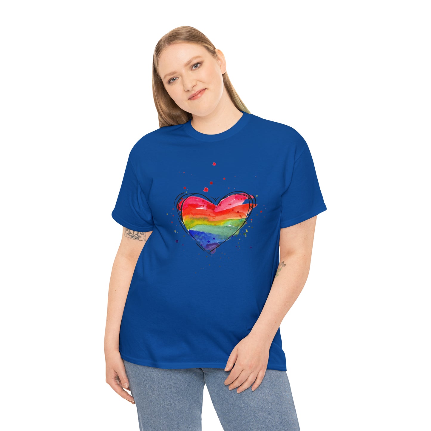 Rainbow Heart Unisex Heavy Cotton Tee