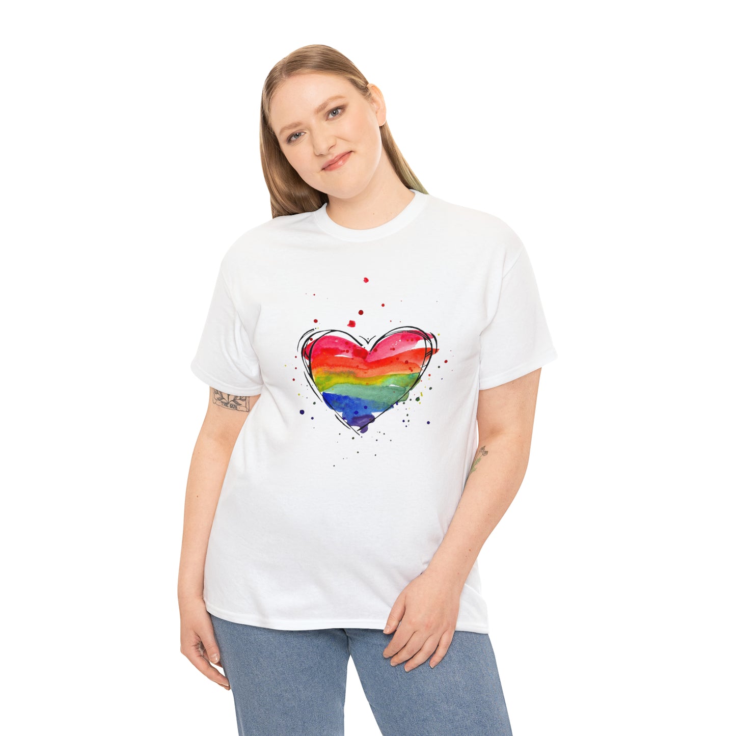 Rainbow Heart Unisex Heavy Cotton Tee