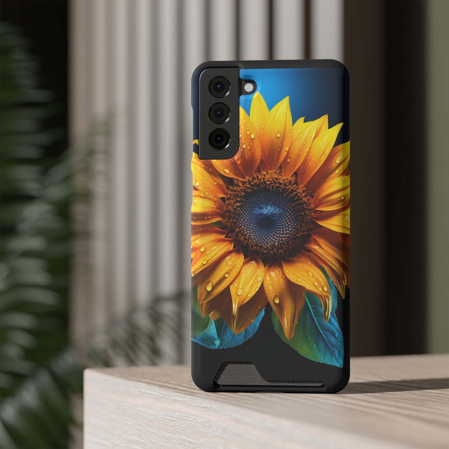 Stardust Divine Design Sunflower Phone Case With Card Holder