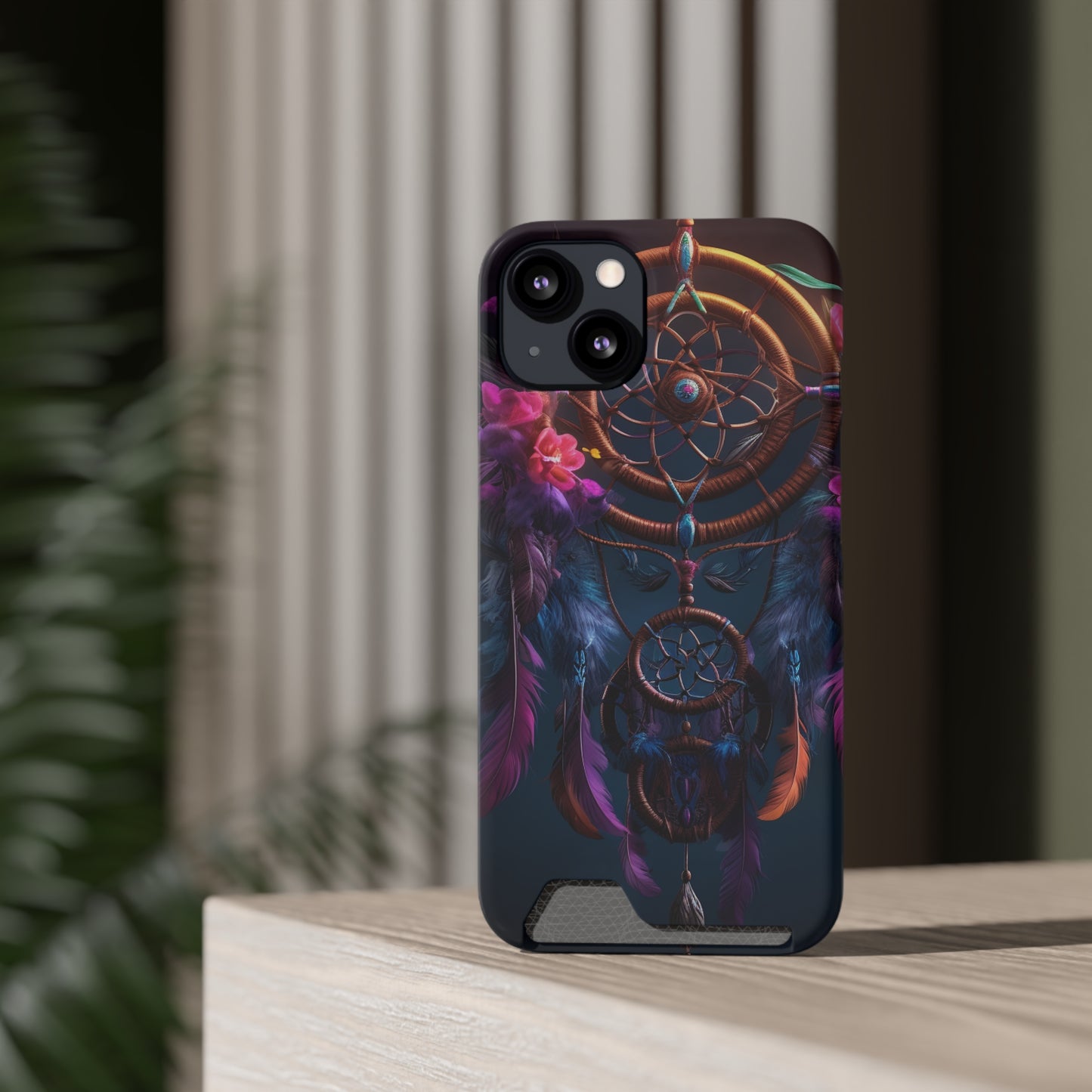 Dreamcatcher Phone Case With Card Holder - Stardust Divine Design