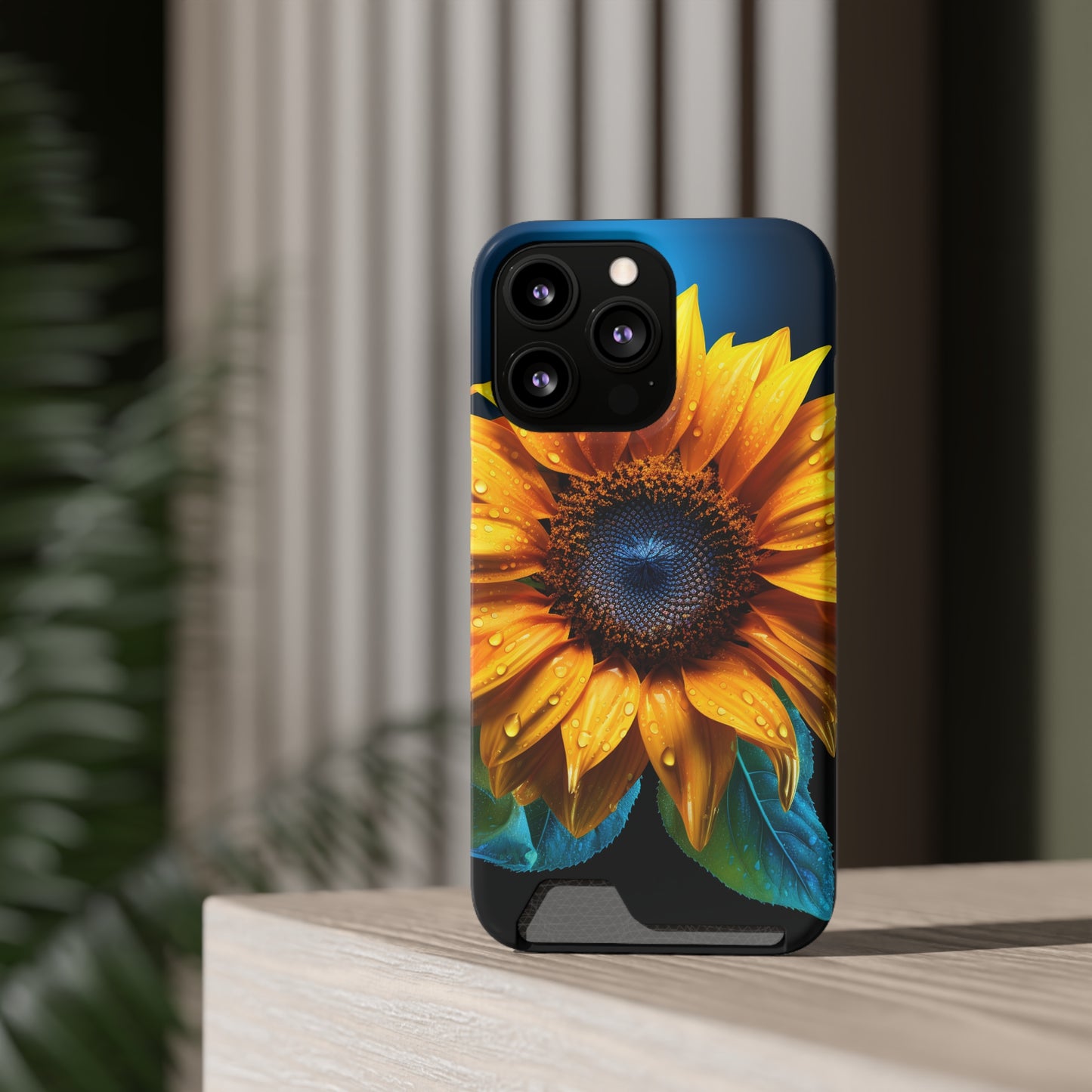 Stardust Divine Design Sunflower Phone Case With Card Holder