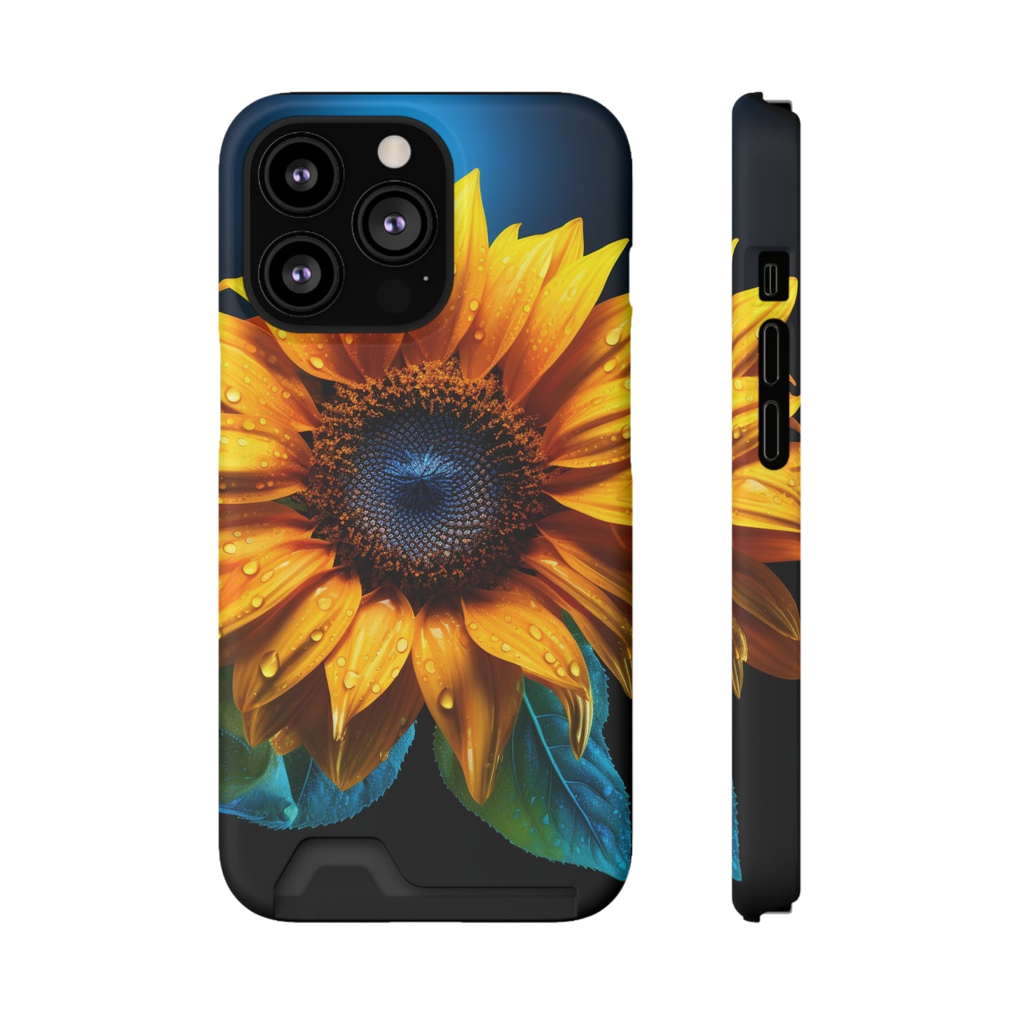 Stardust Divine Design Sunflower Phone Case With Card Holder