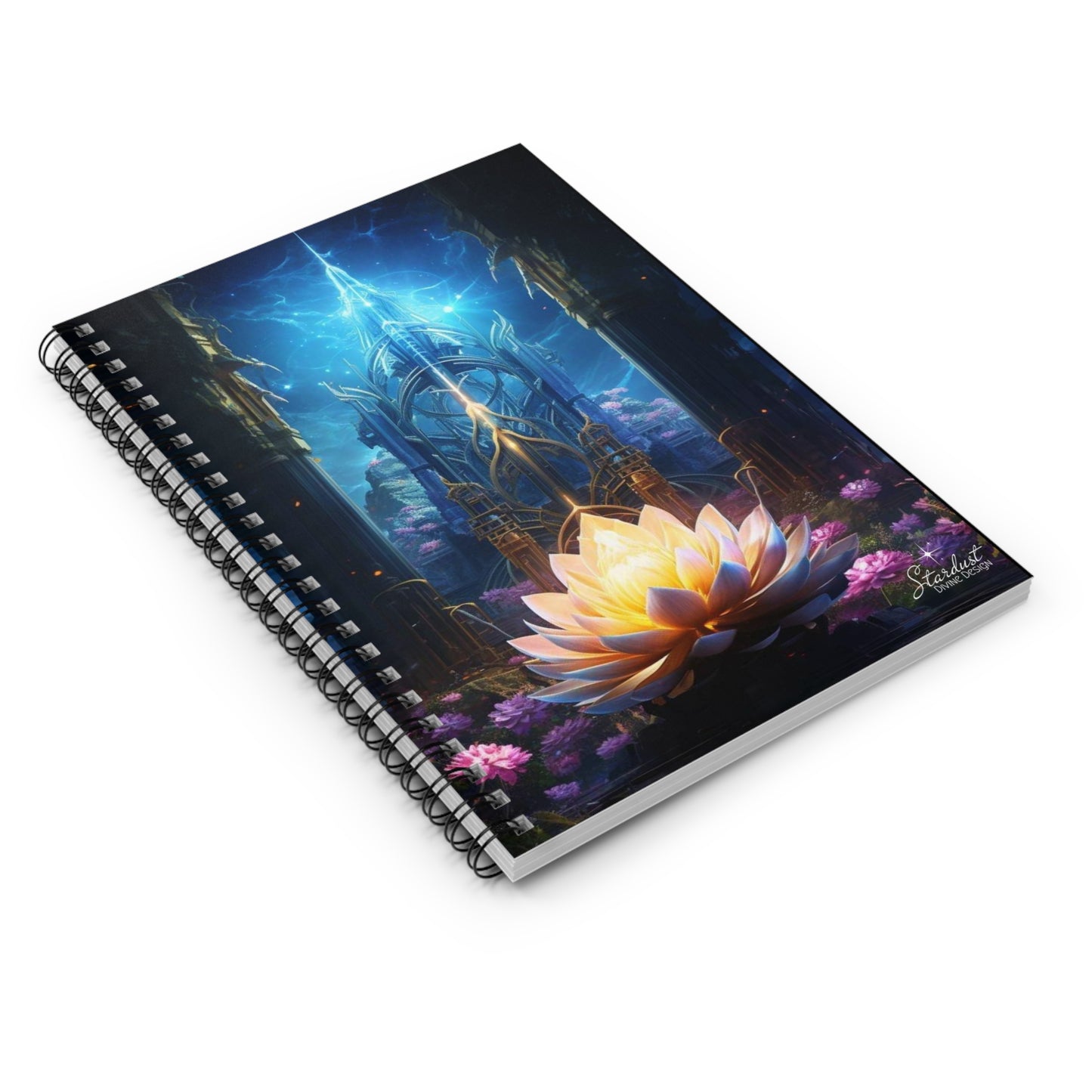 Lotus Spiral Notebook - Ruled Line - Stardust Divine Design