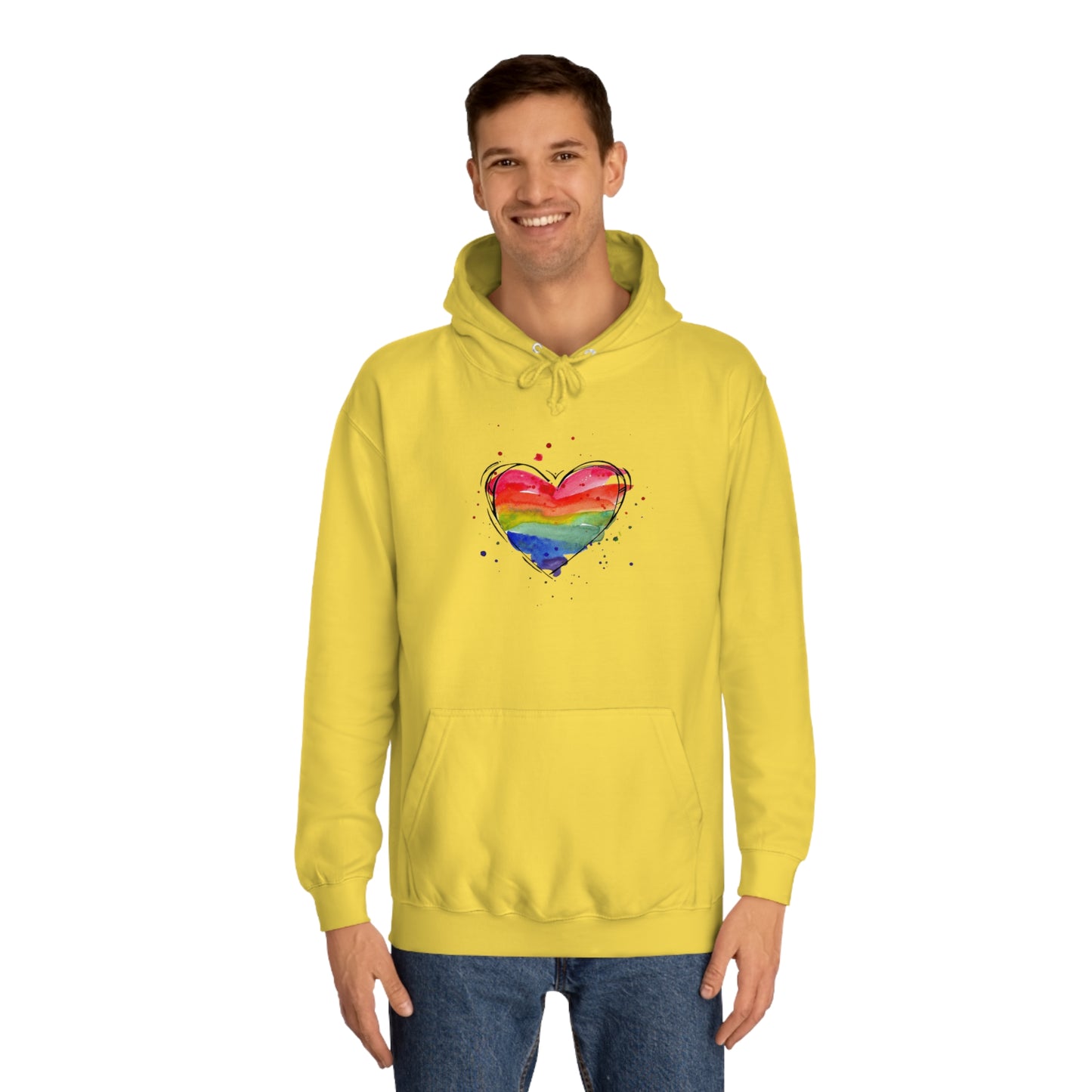 Rainbow Heart Unisex College Hoodie