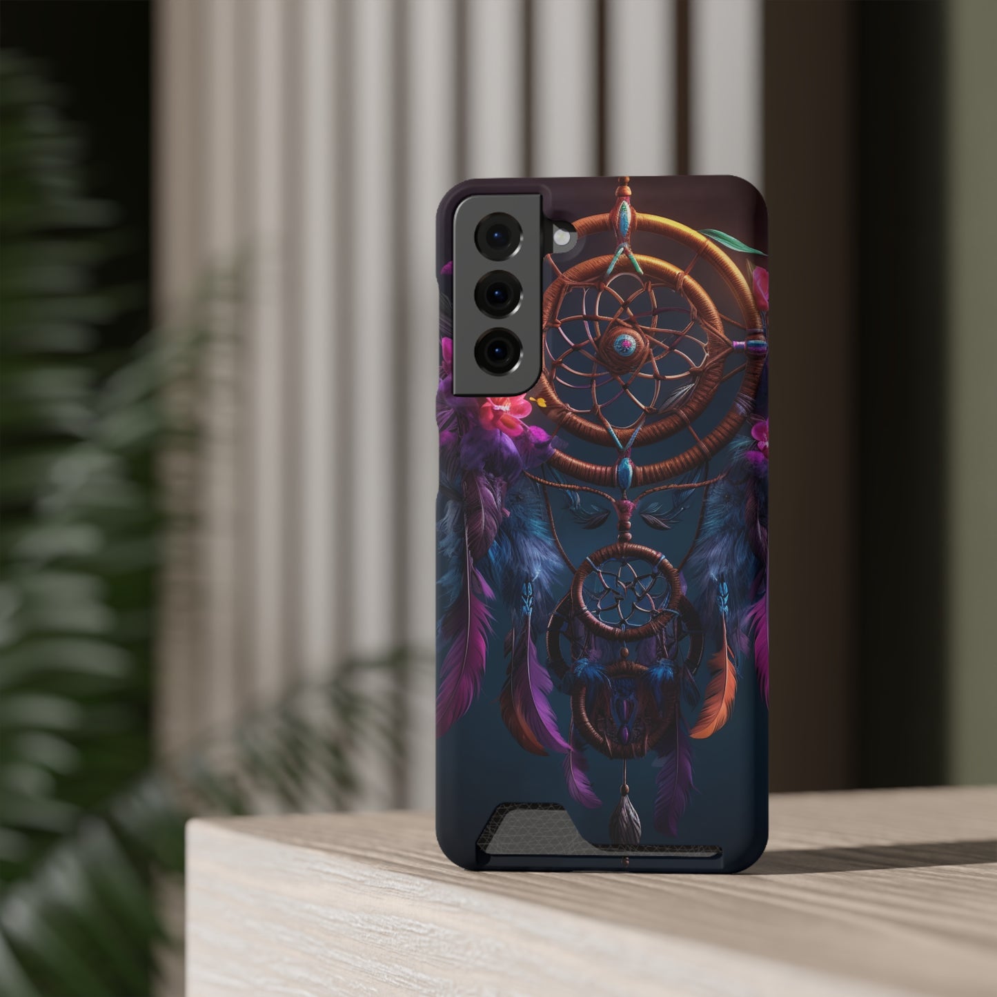 Dreamcatcher Phone Case With Card Holder - Stardust Divine Design