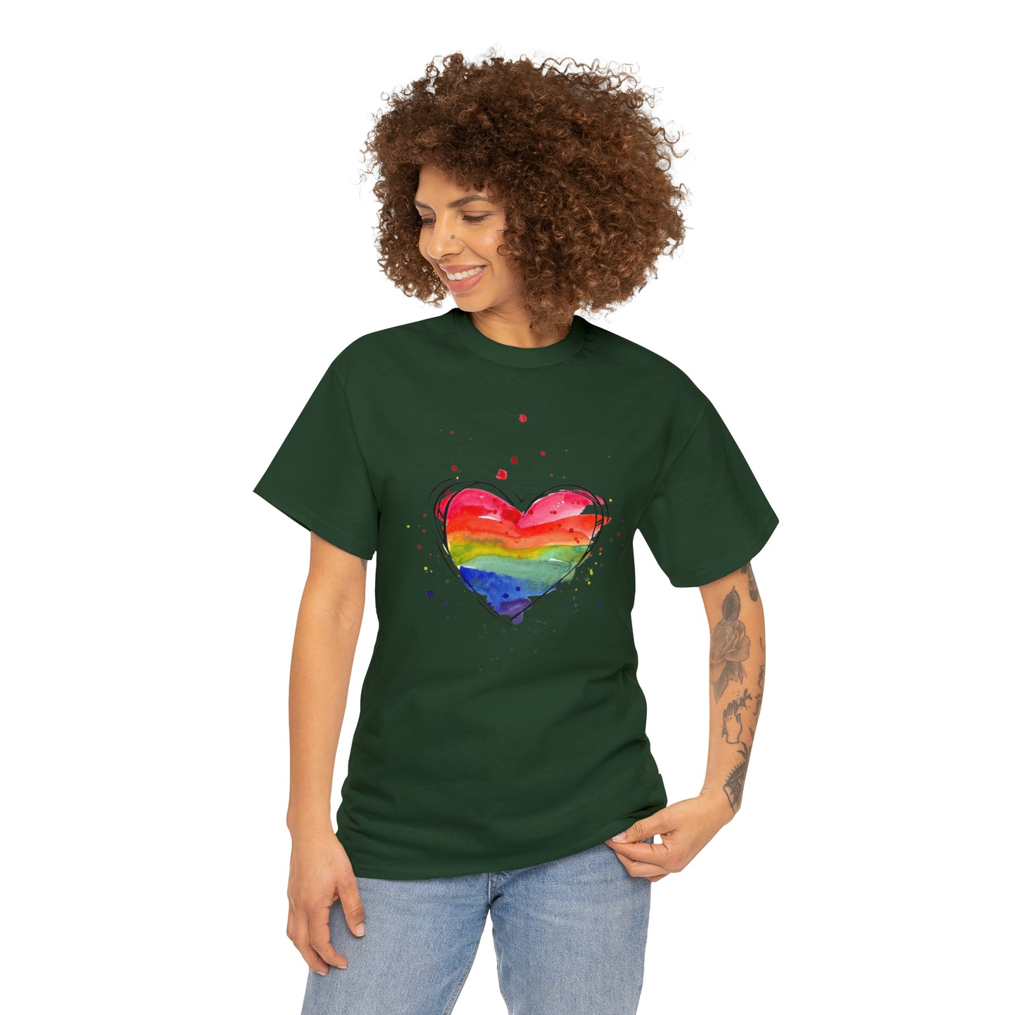 Rainbow Heart Unisex Heavy Cotton Tee