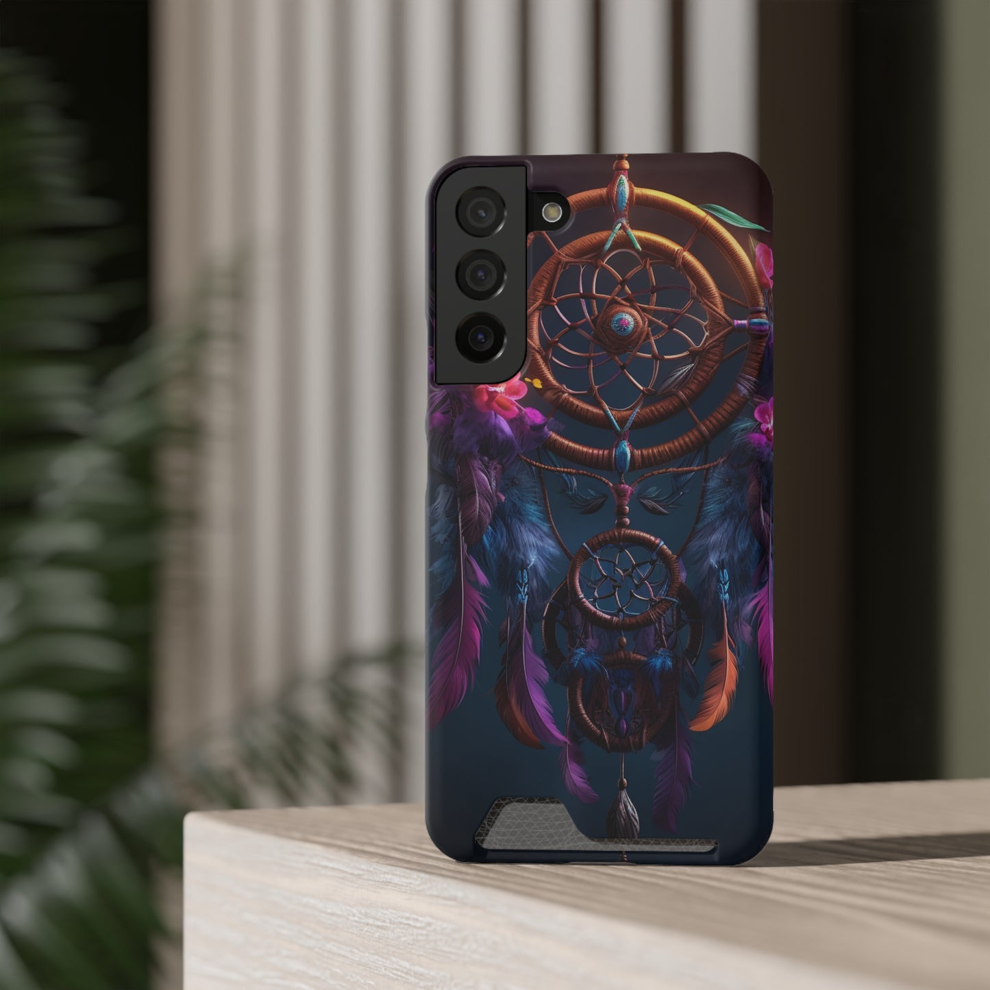 Dreamcatcher Phone Case With Card Holder - Stardust Divine Design