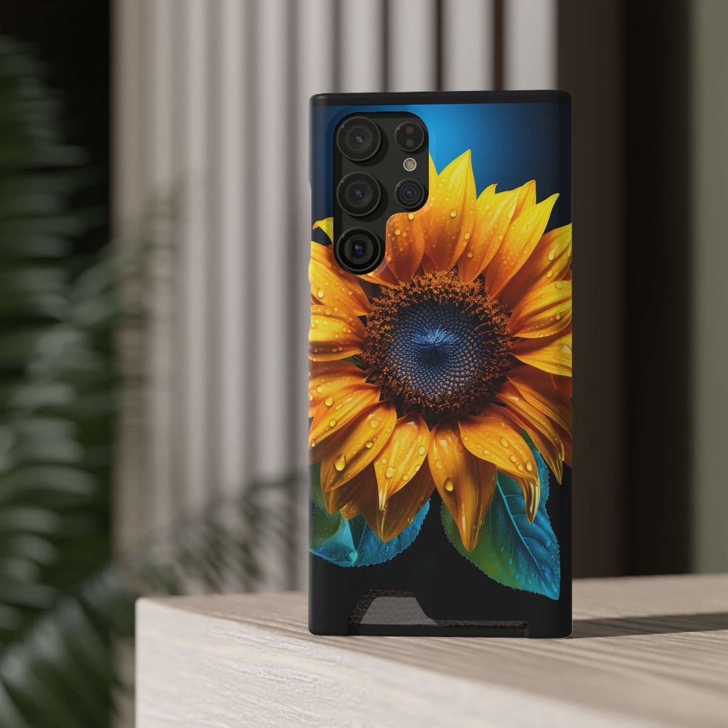 Stardust Divine Design Sunflower Phone Case With Card Holder