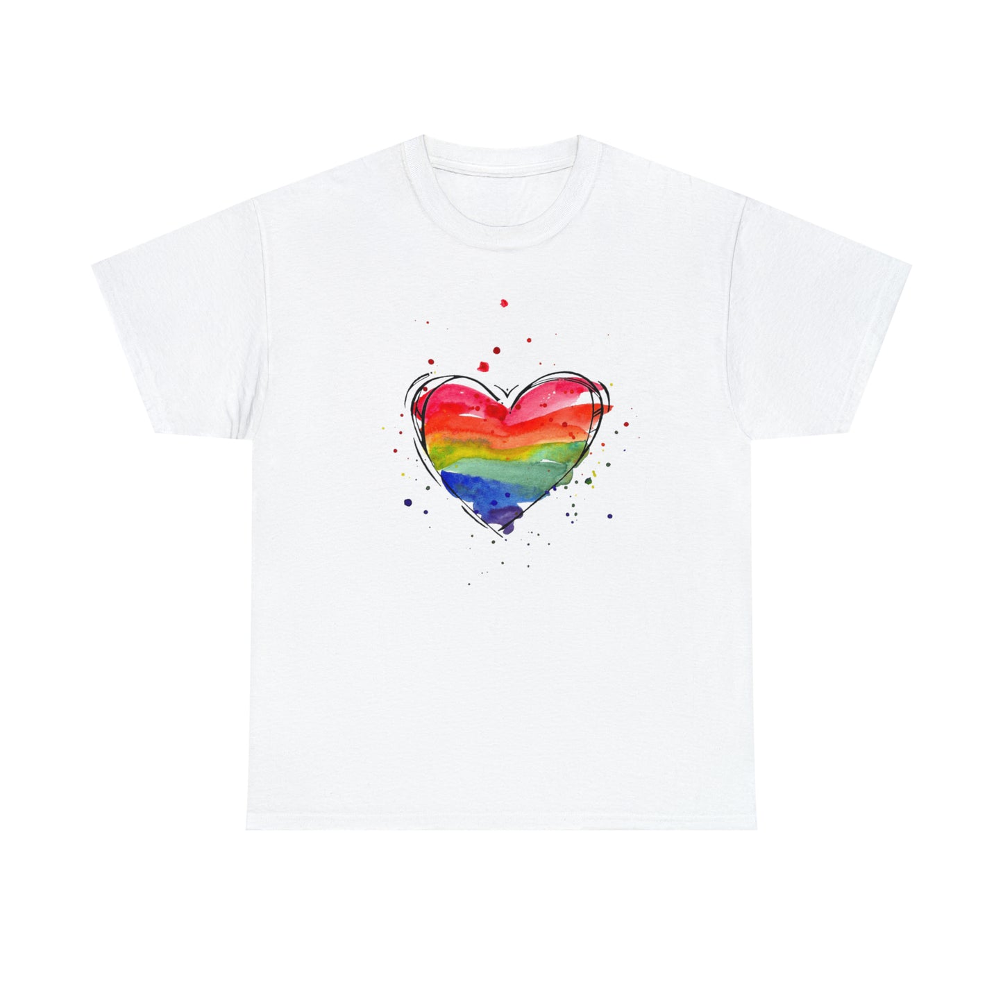 Rainbow Heart Unisex Heavy Cotton Tee